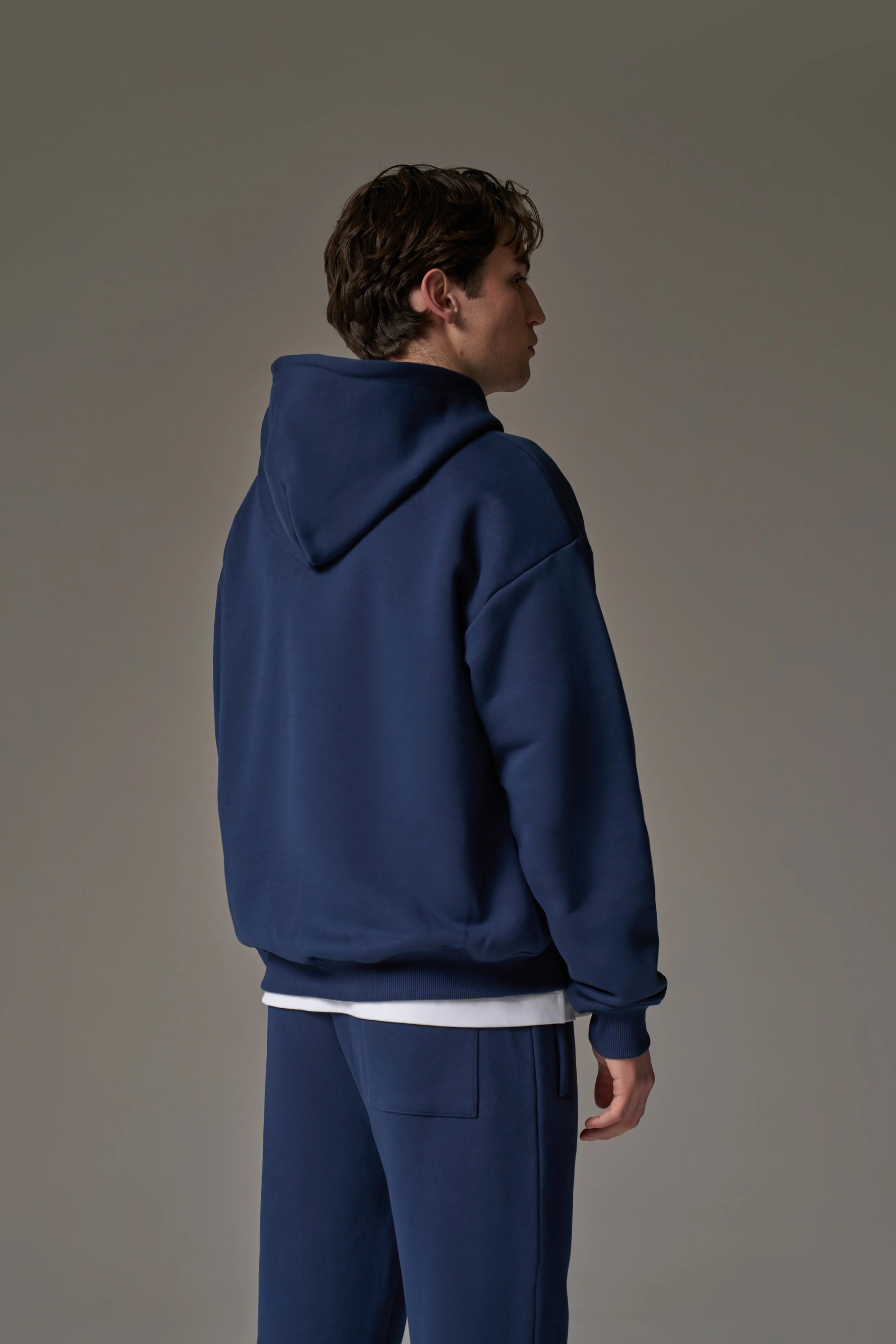 HEAVYWEIGHT EMBLEM APPLIQUE ZIP THROUGH HOODIE - NAVY - Image 8