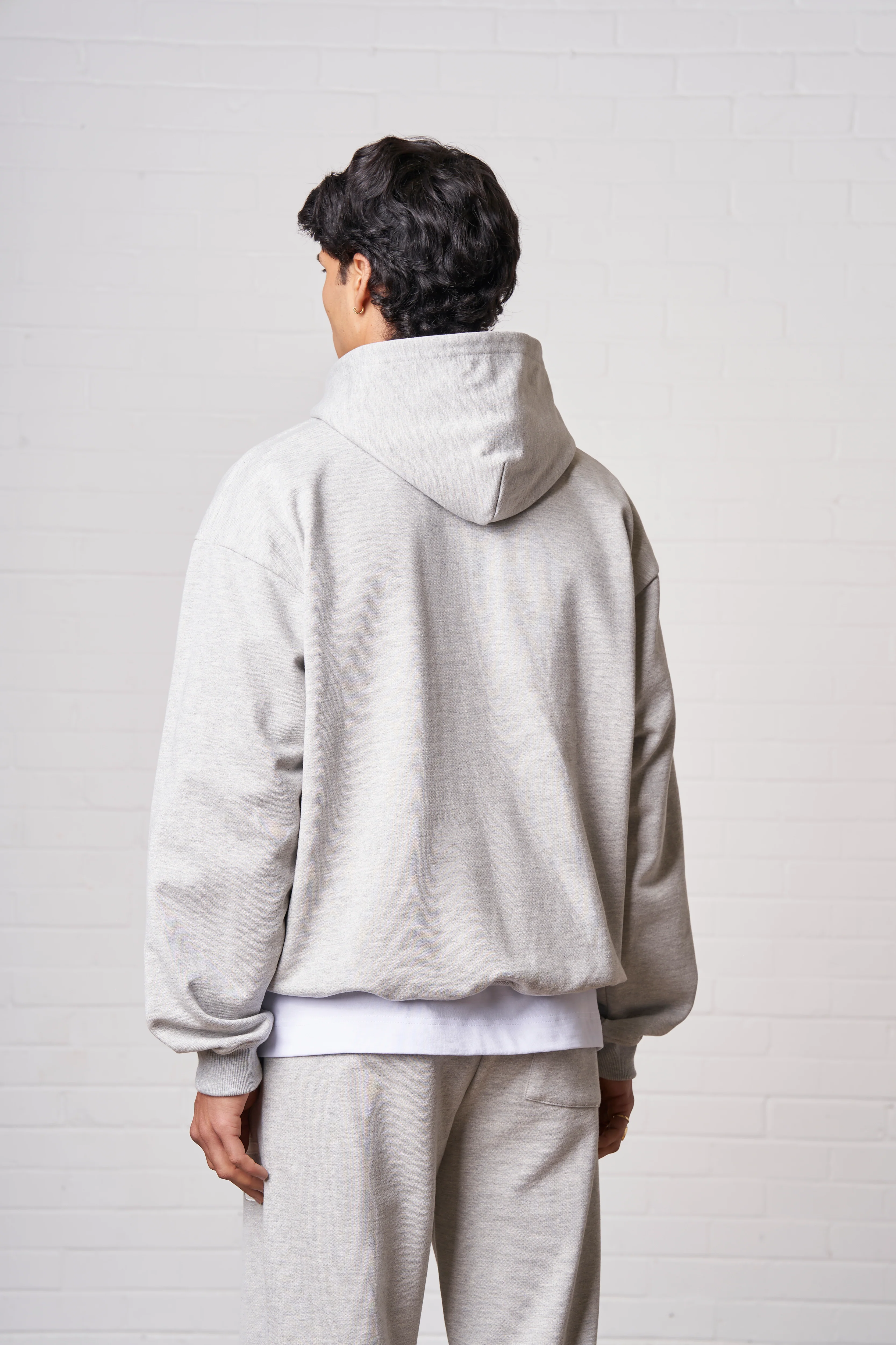 HEAVYWEIGHT APPLIQUE EMBLEM HOODIE - GREY MARL - Image 6