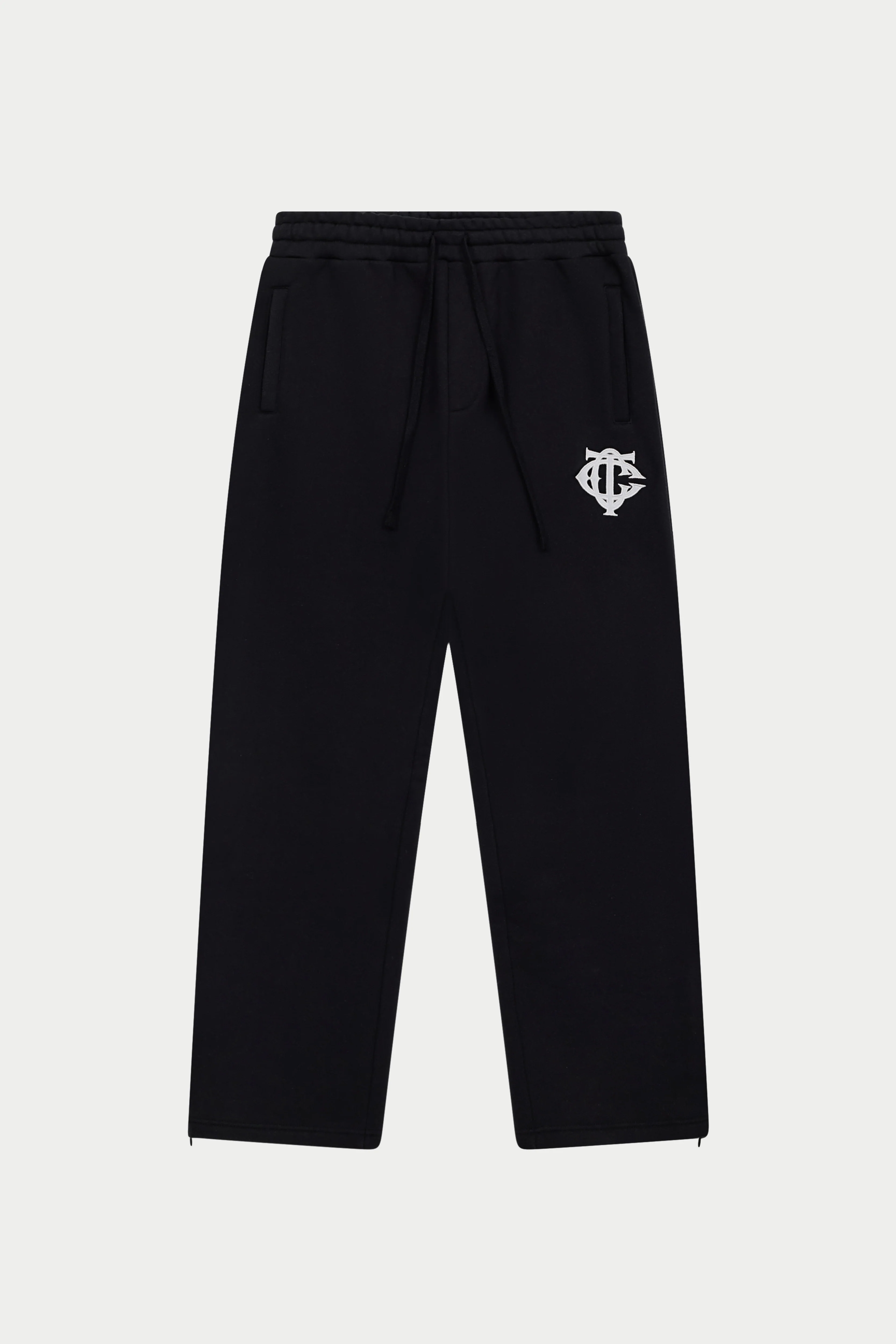 HEAVYWEIGHT MONOGRAM APPLIQUE EMBLEM JOGGERS - BLACK