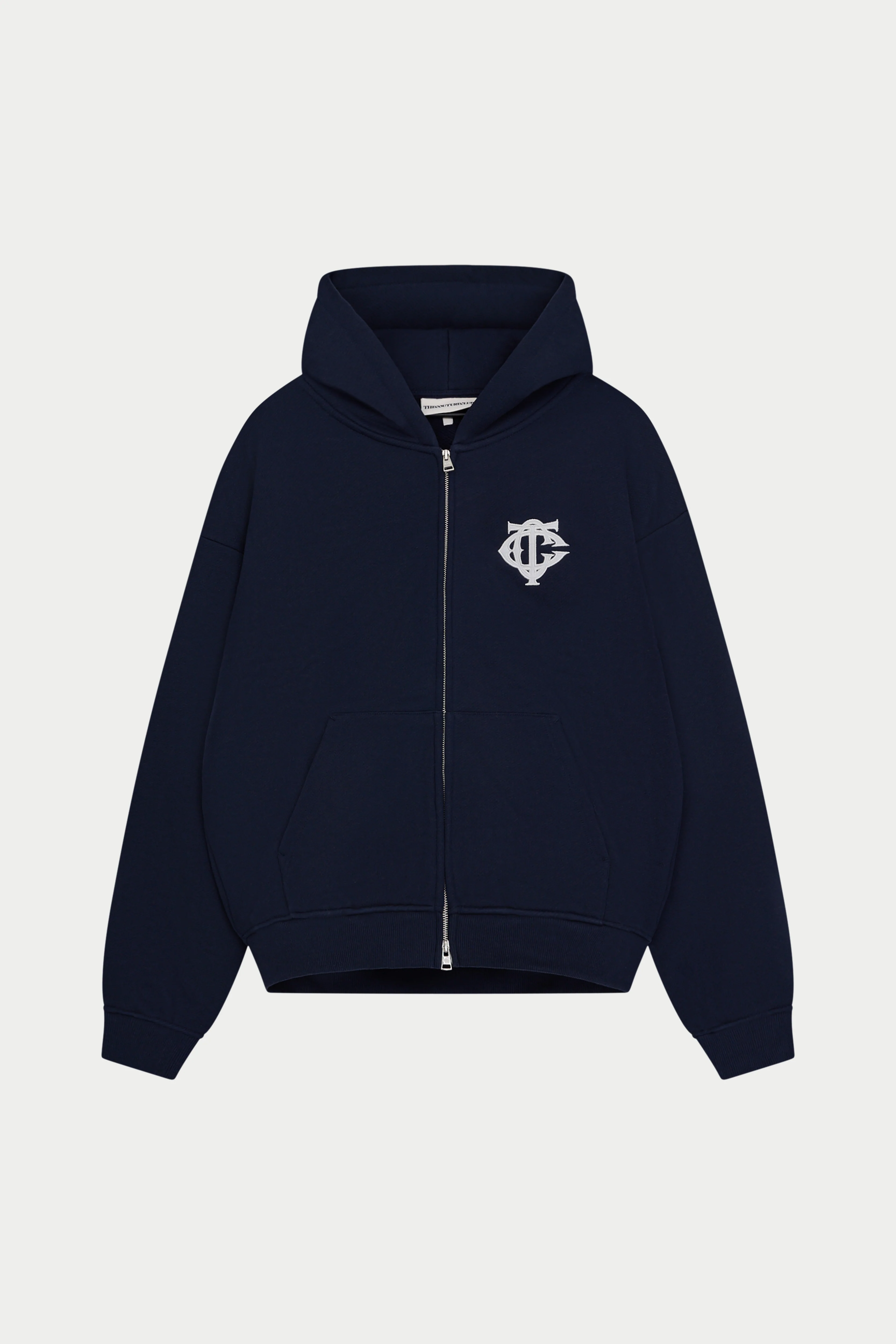 HEAVYWEIGHT MONOGRAM APPLIQUE EMBLEM ZIP THROUGH - NAVY
