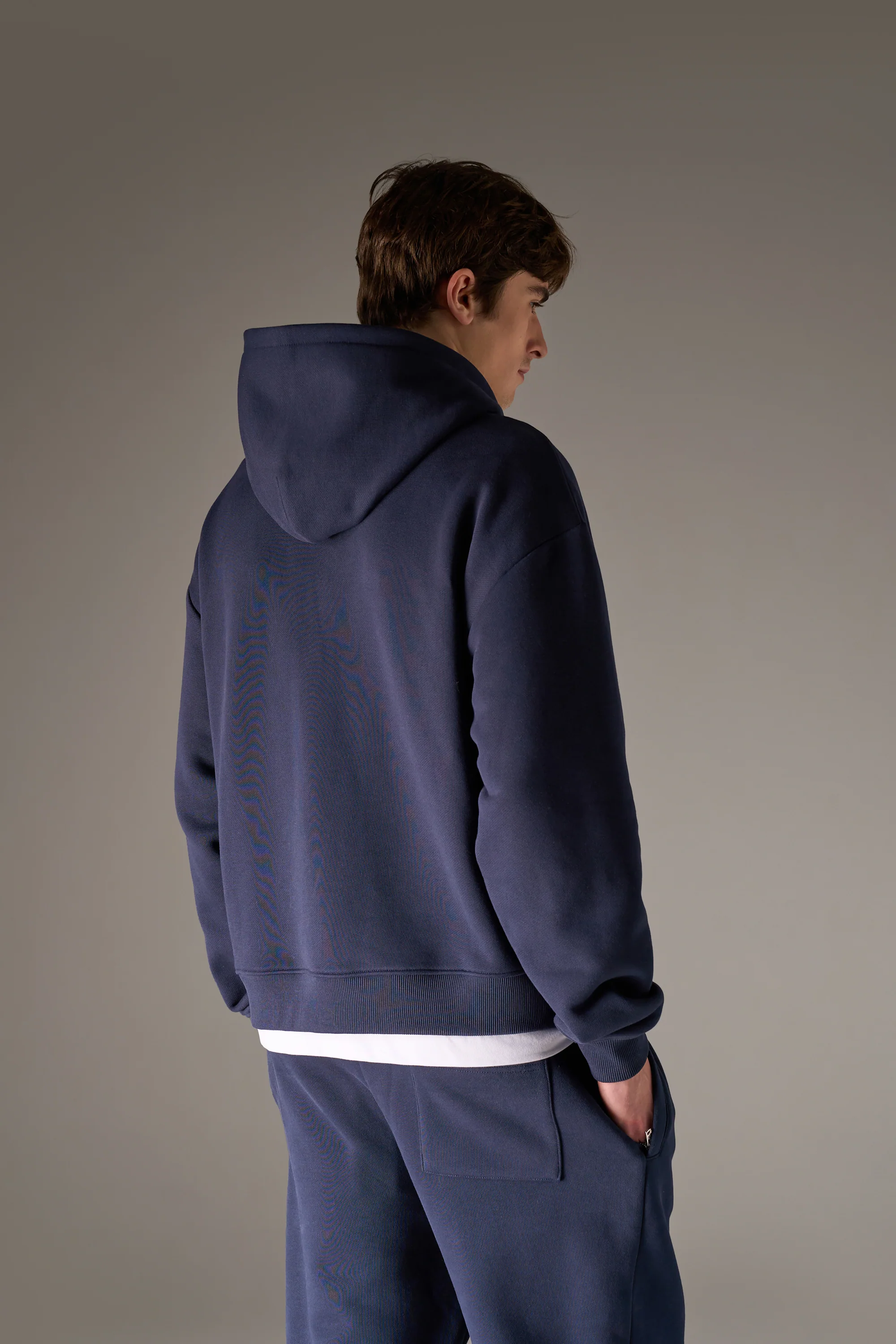 HEAVYWEIGHT MONOGRAM APPLIQUE EMBLEM ZIP THROUGH - NAVY - Image 5