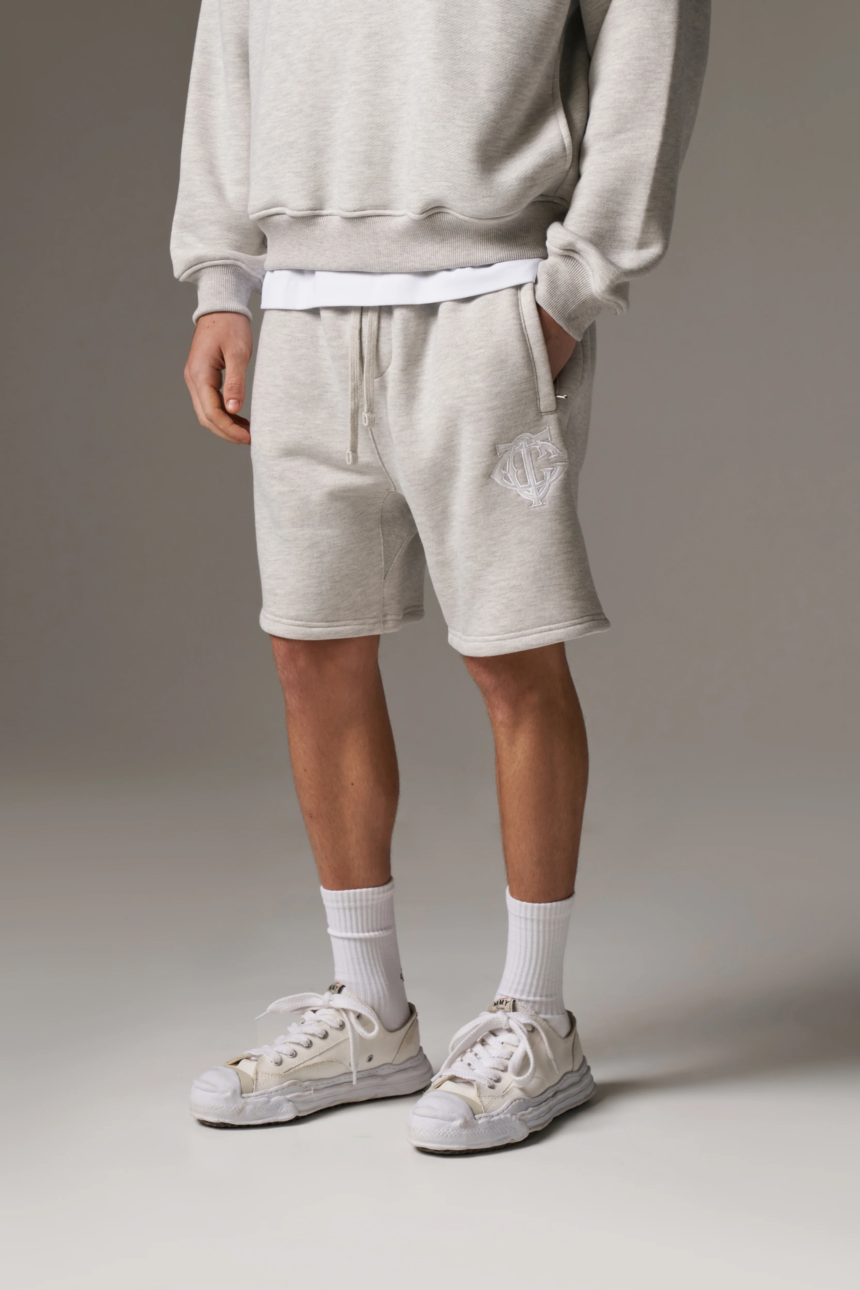 HEAVYWEIGHT MONOGRAM SHORTS - GREY MARL - Image 2