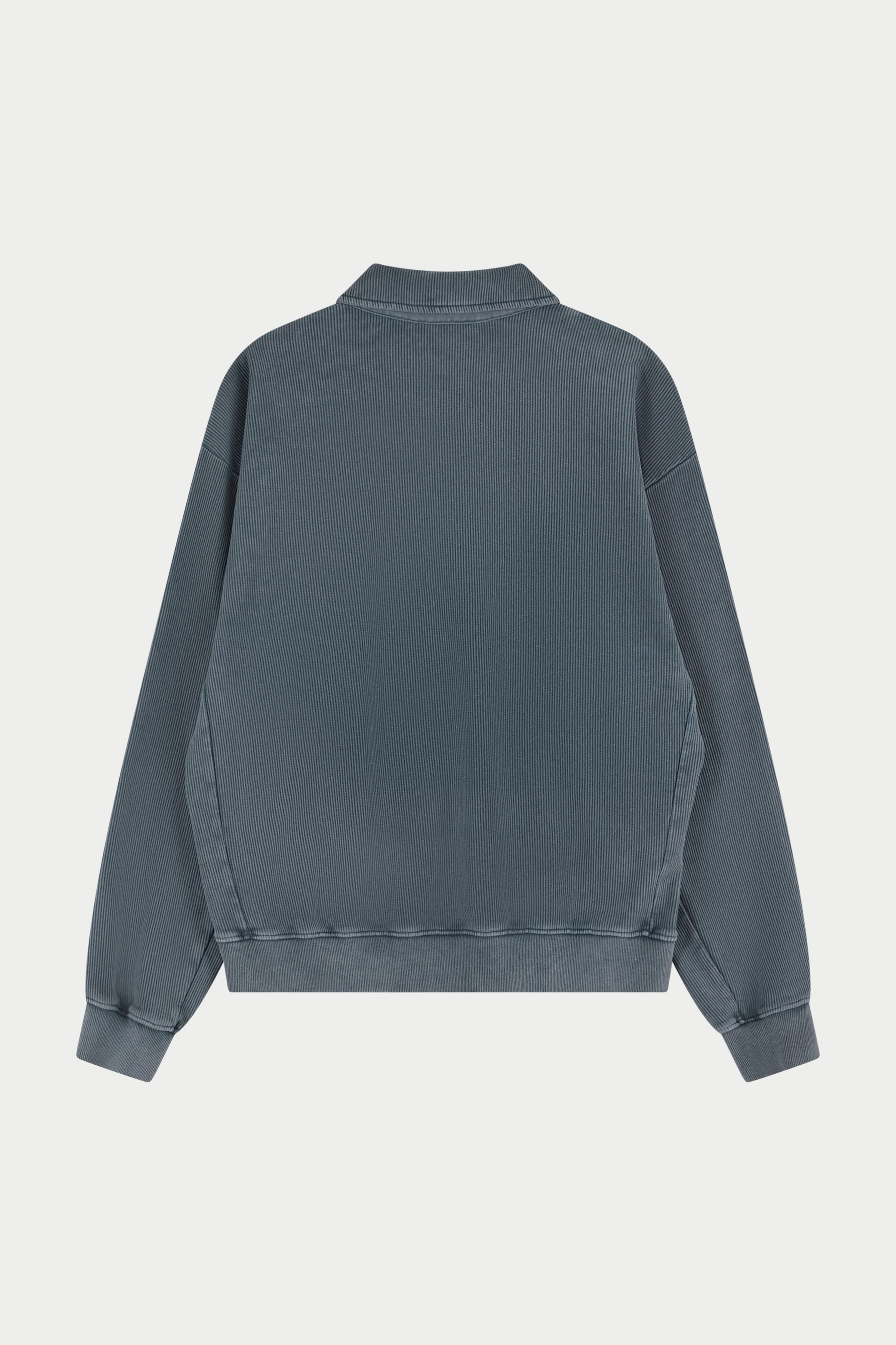 HEAVYWEIGHT WASHED RIBBED POLO SWEATSHIRT - GREY - Image 7