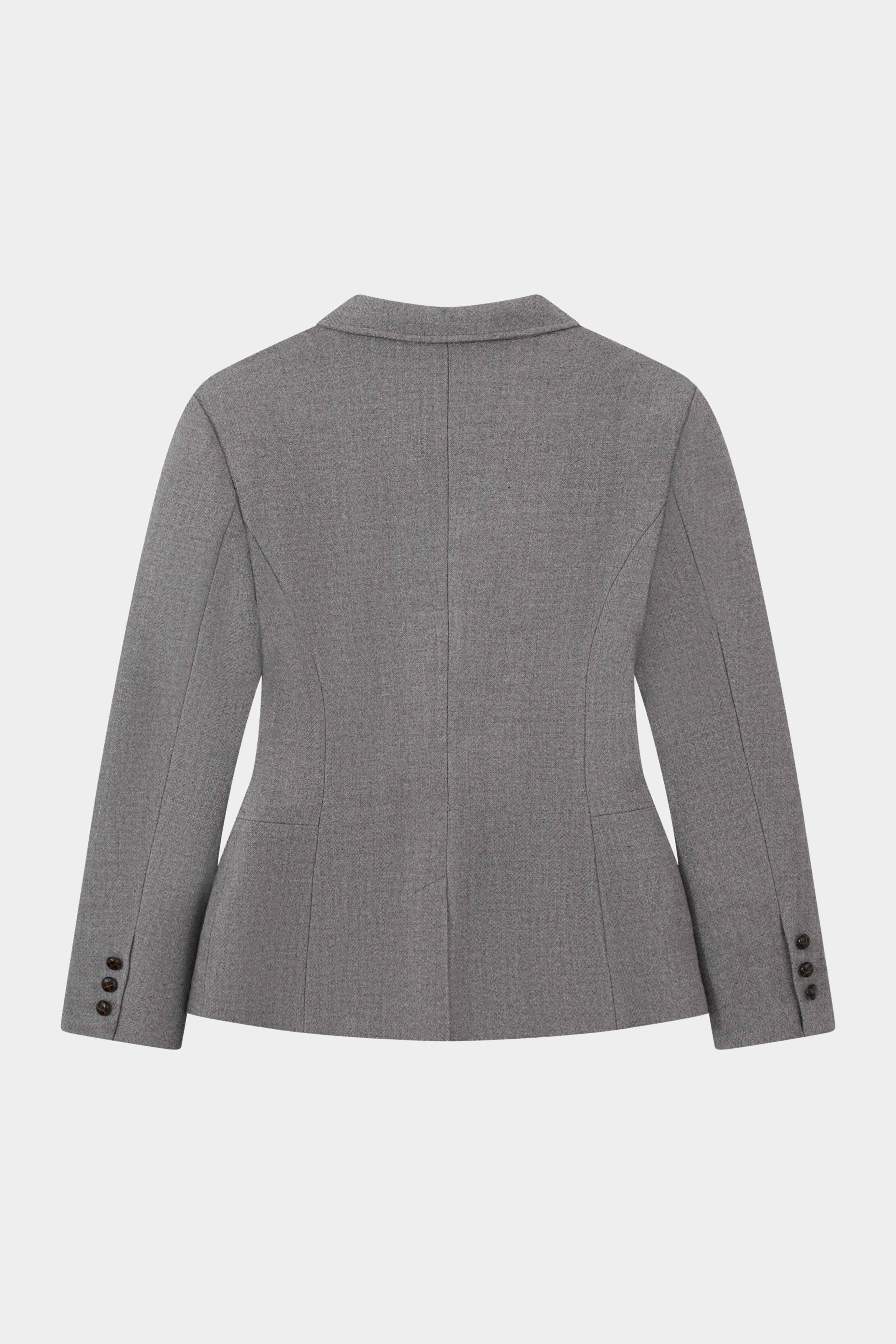 HERRINGBONE CINCHED WAIST TAILORED BLAZER - GREY - Image 8