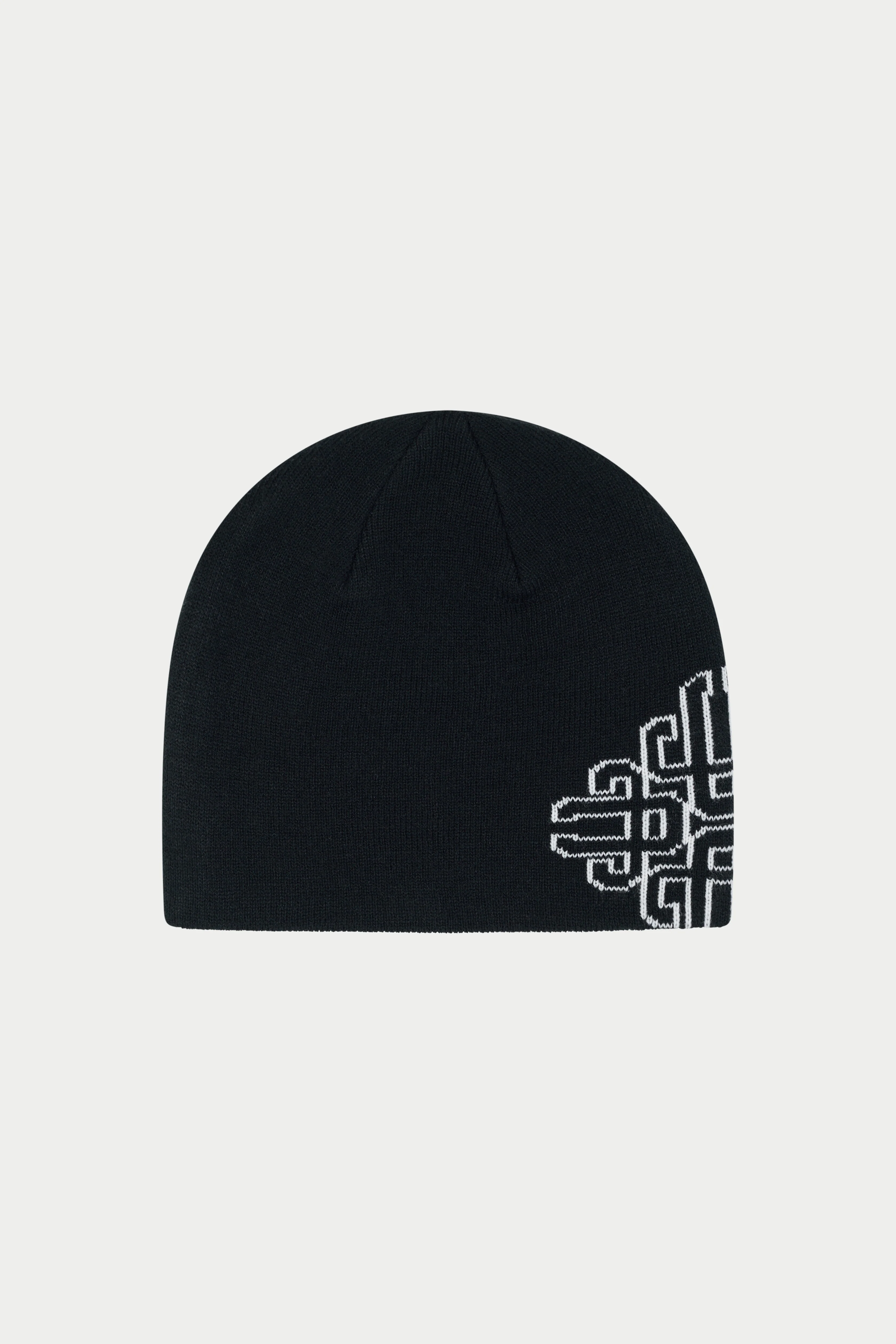 INTARSIA EMBLEM BEANIE - BLACK