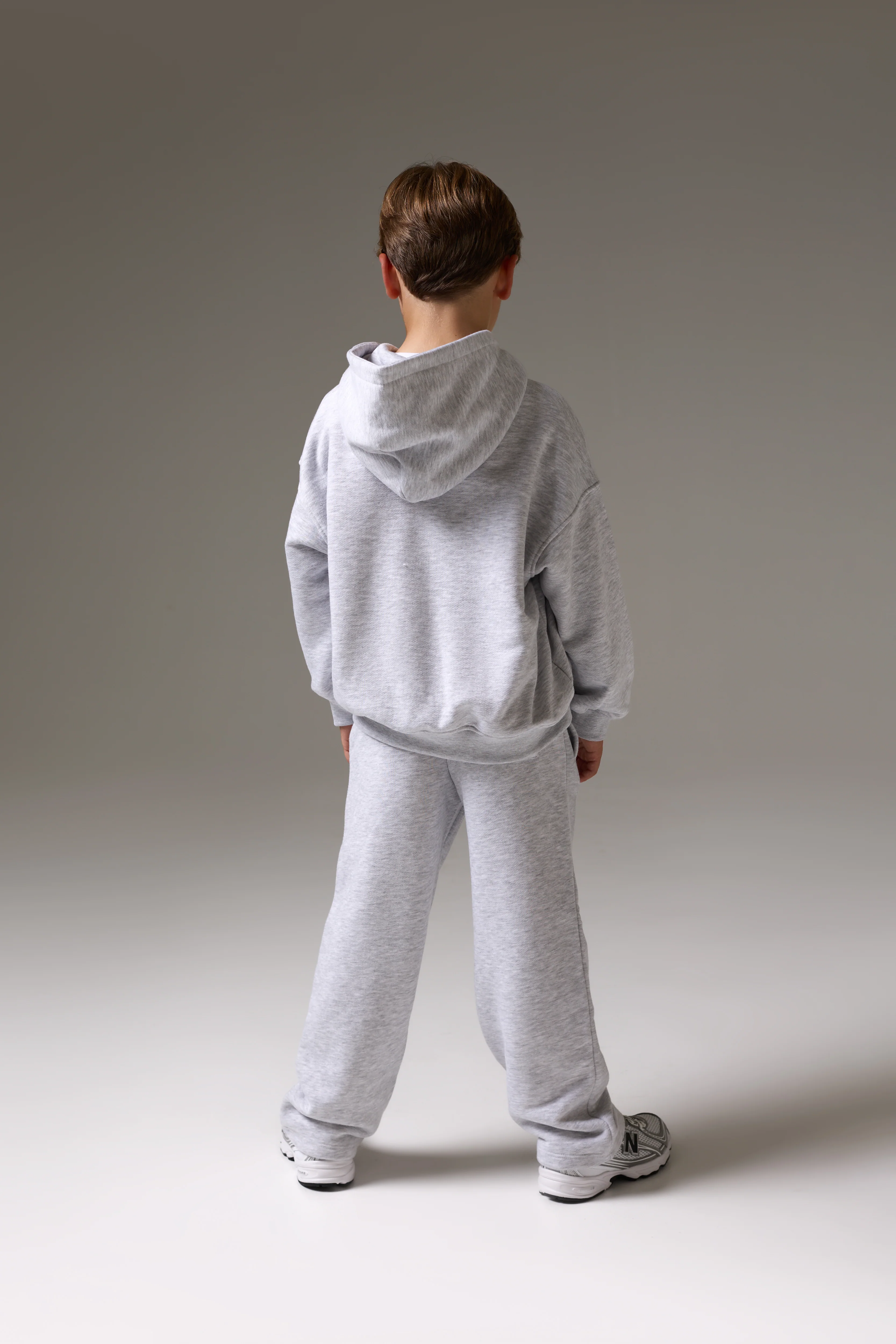 JUNIOR ZIP THROUGH EMBLEM APPLIQUE HOODIE - GREY MARL - Image 6