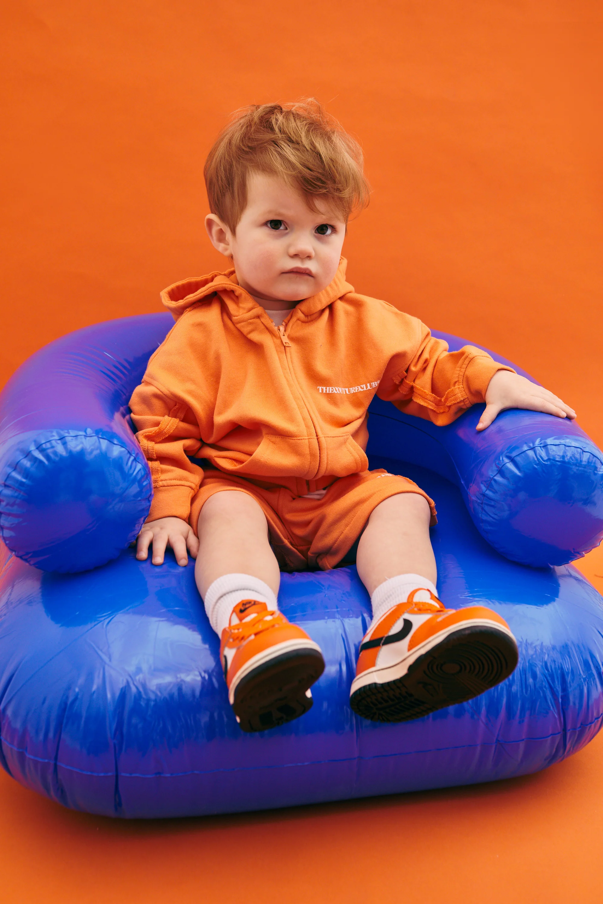 KIDS RAW SEAM ZIP THROUGH HOODIE - ORANGE - Image 2