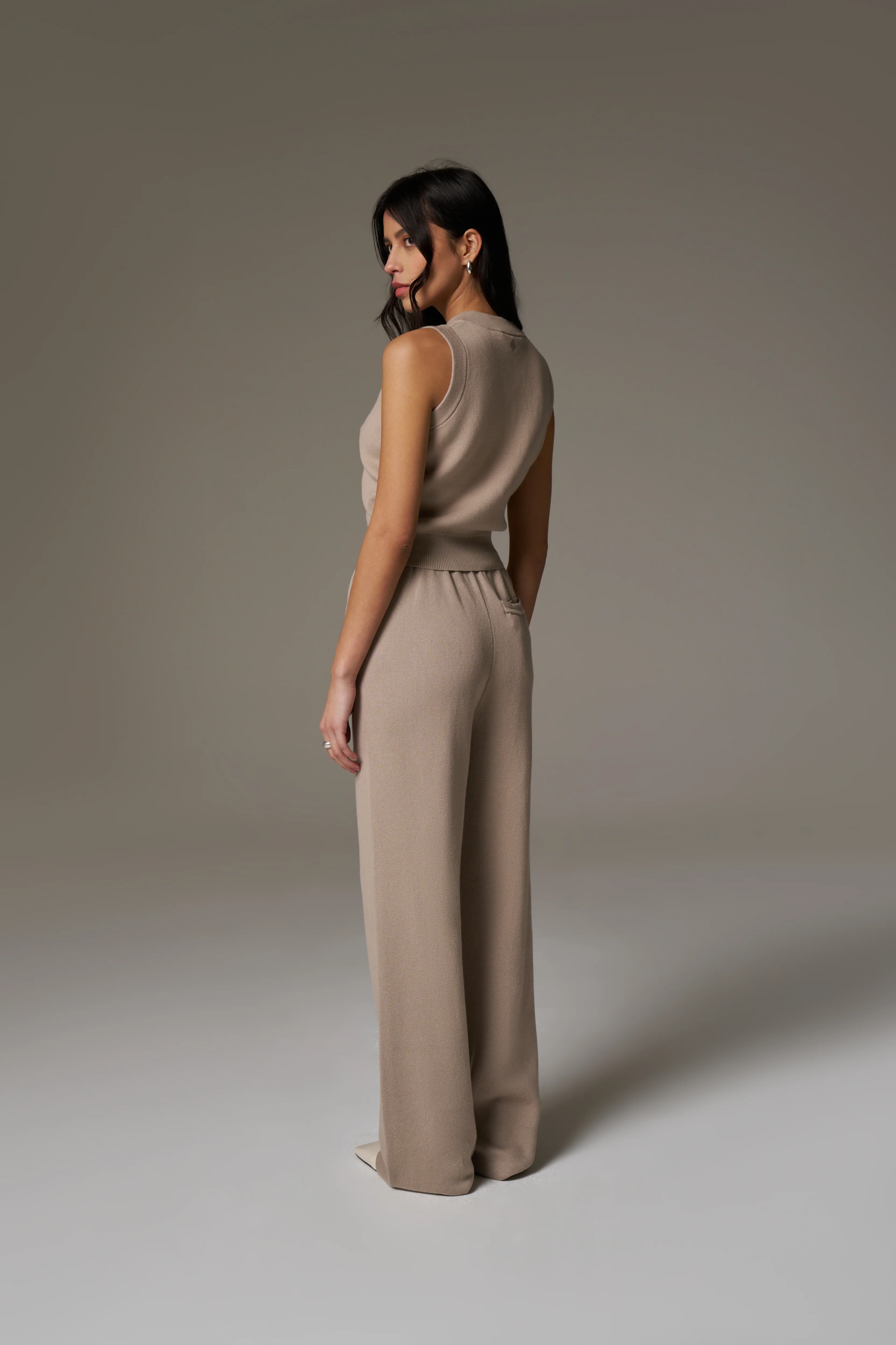 KNIT BUTTON THROUGH TOP - BEIGE - Image 7