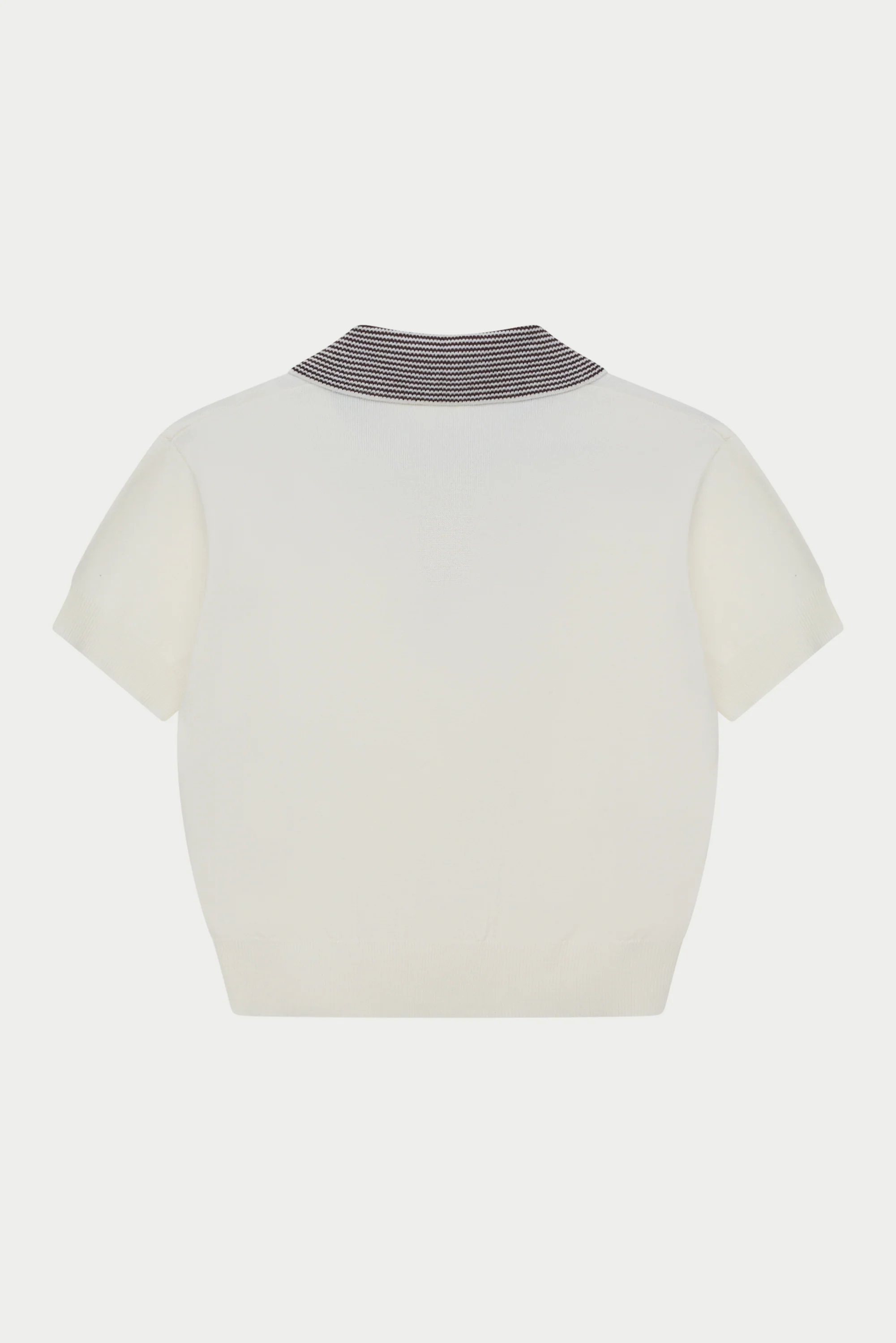 KNITTED COLLAR POLO TOP - CREAM - Image 7