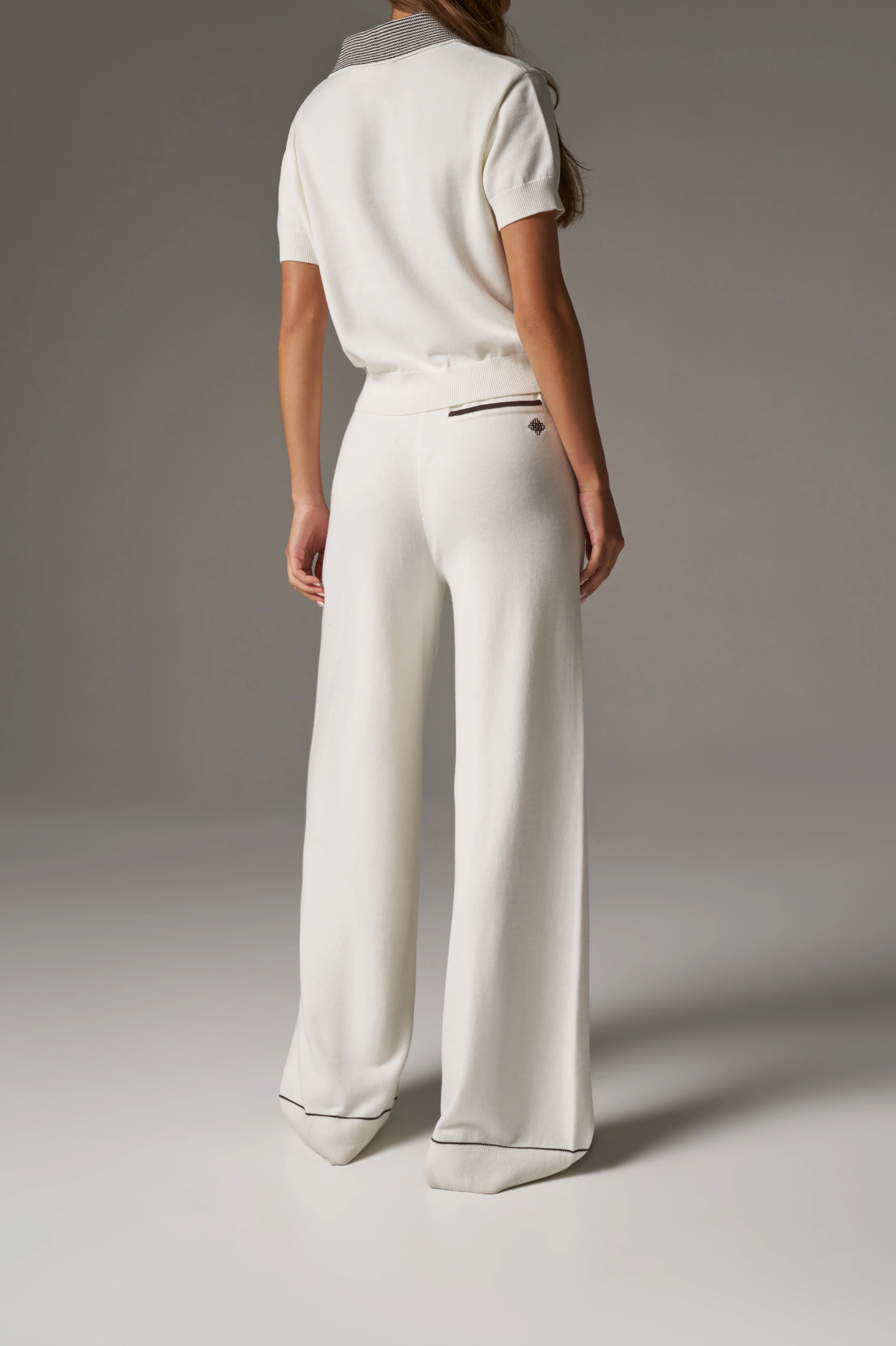 KNITTED PANEL TROUSERS - CREAM - Image 6