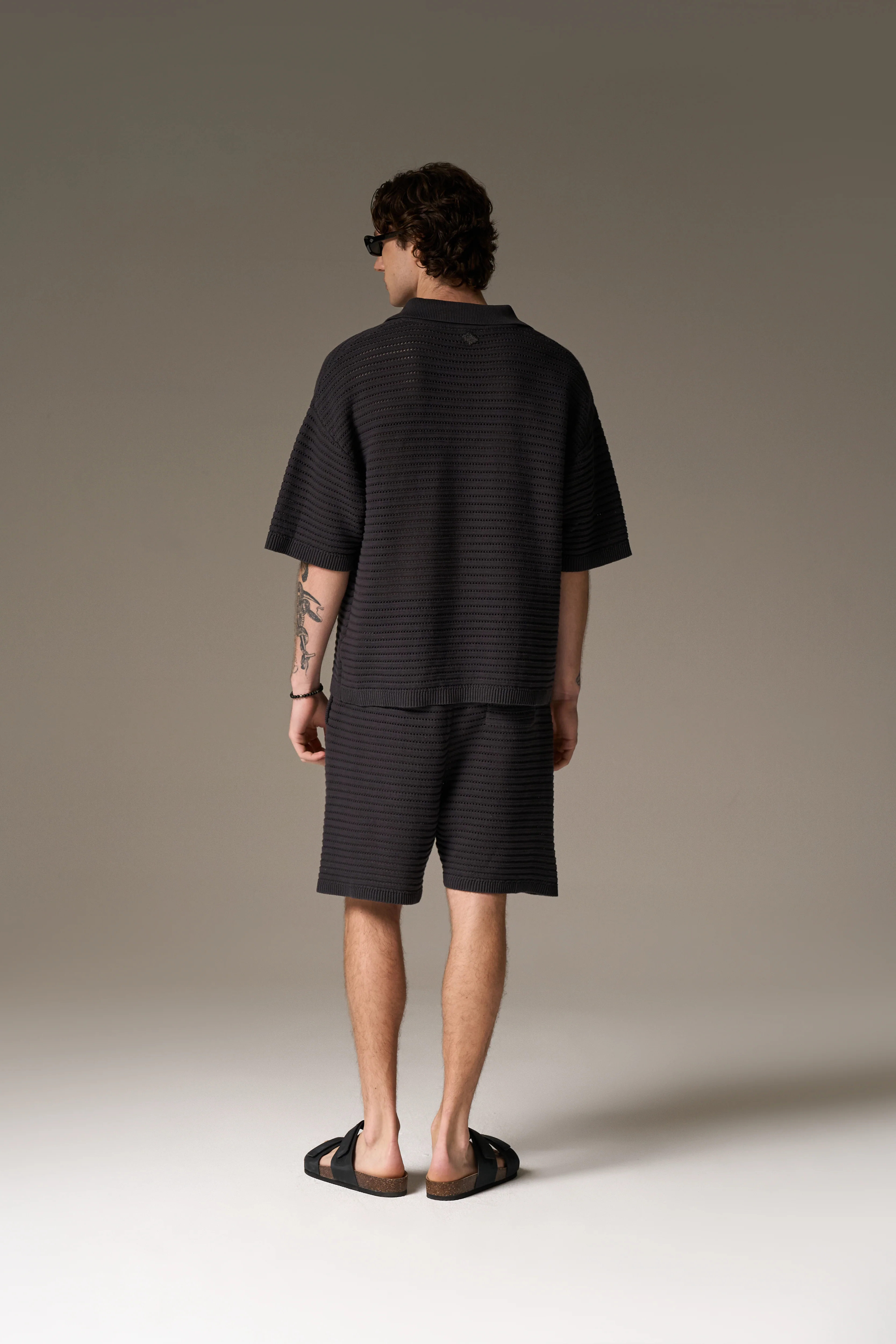 KNITTED POLO SHIRT - CHARCOAL - Image 8