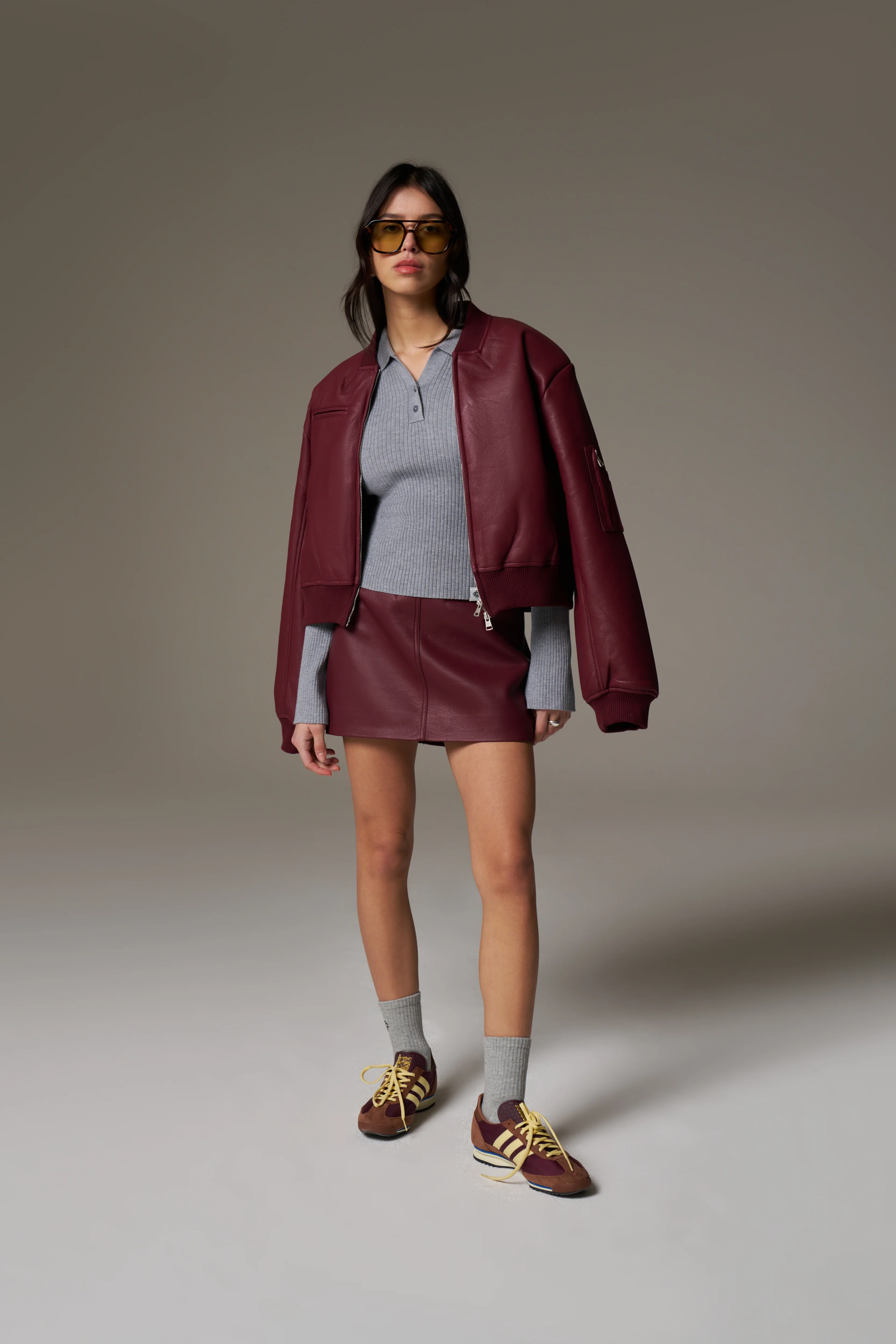 KNITTED RIBBED BUTTON THROUGH TOP - GREY MARL - Image 3
