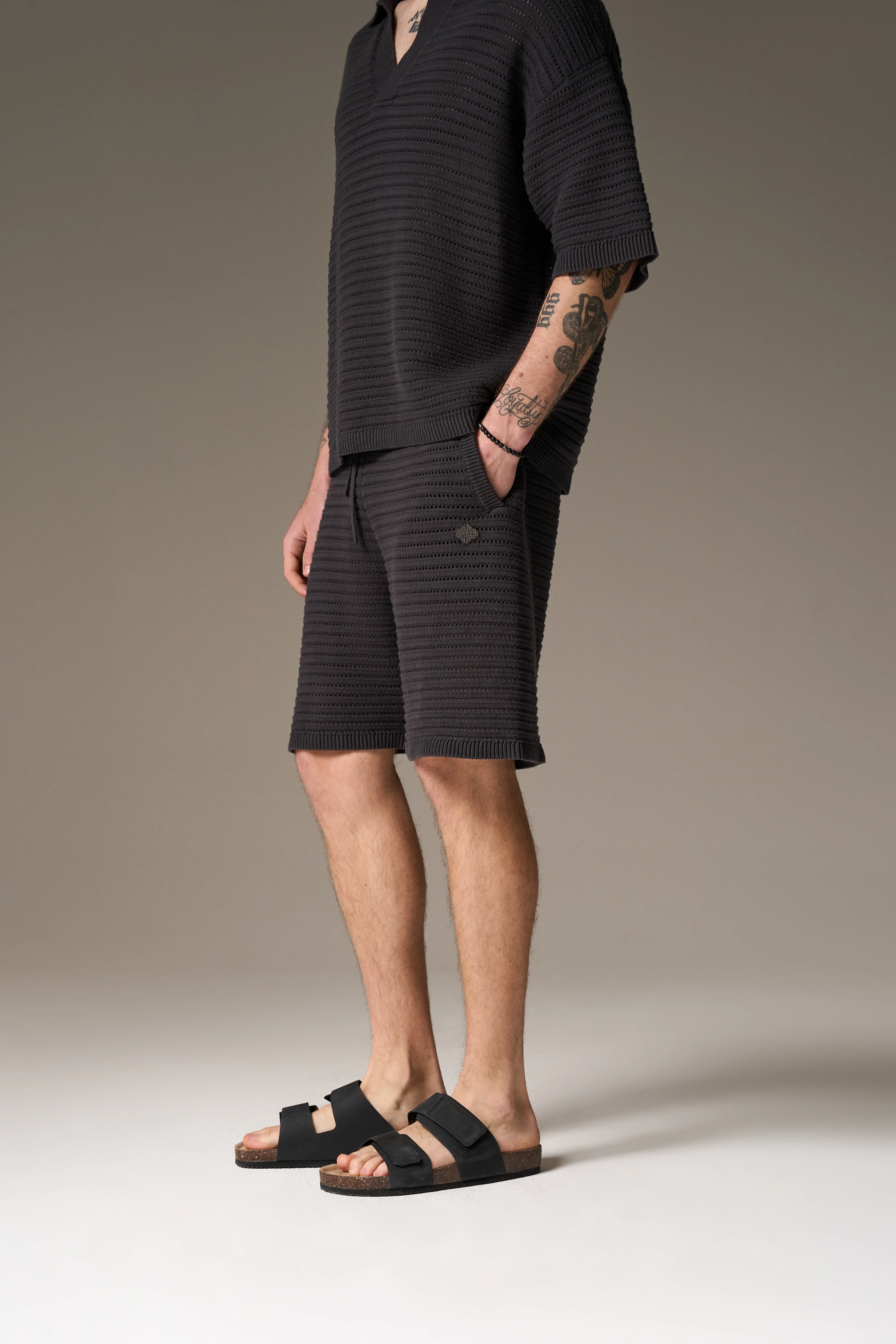 KNITTED SHORTS - CHARCOAL - Image 9