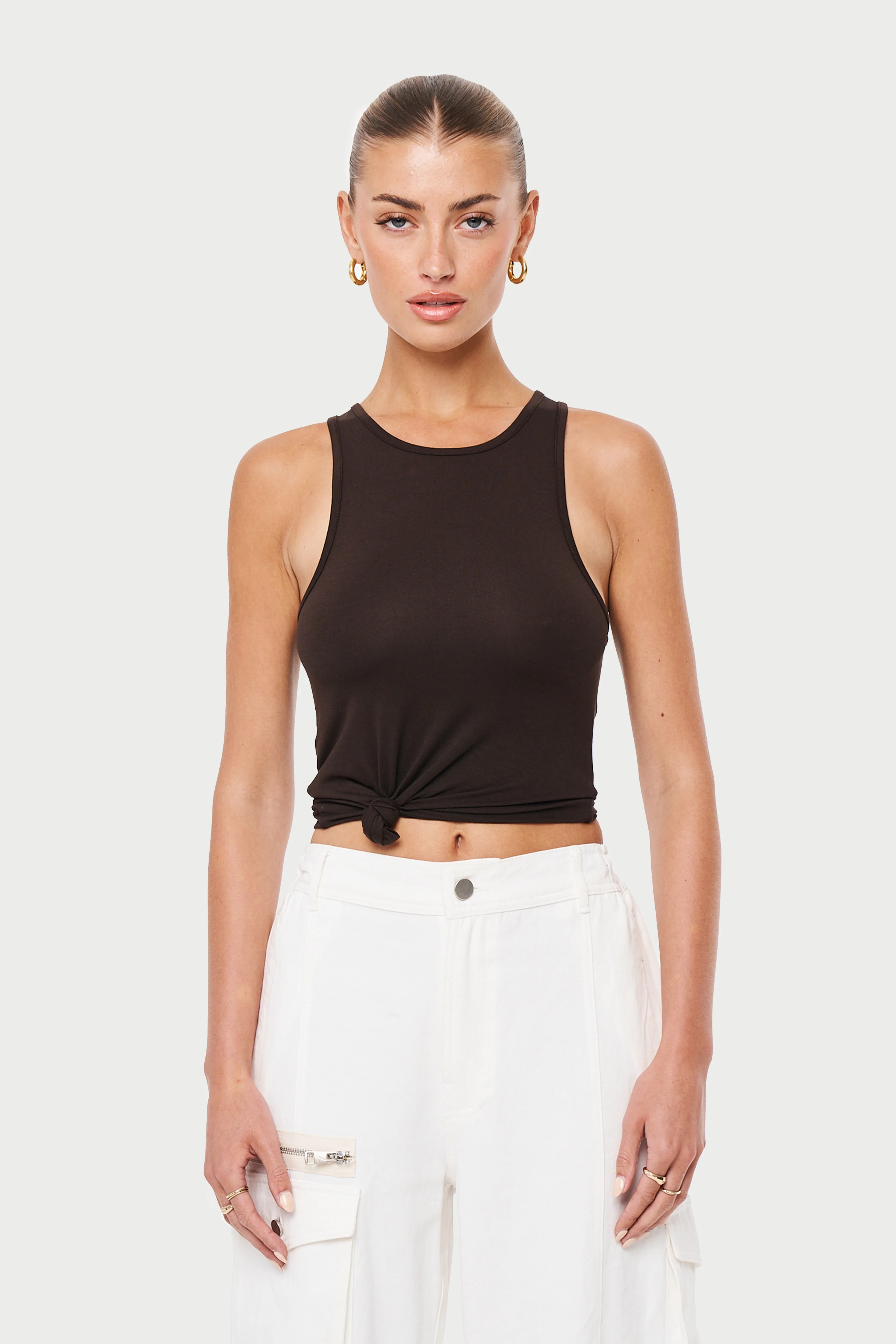 KNOTTED RACER VEST - BROWN - Image 2