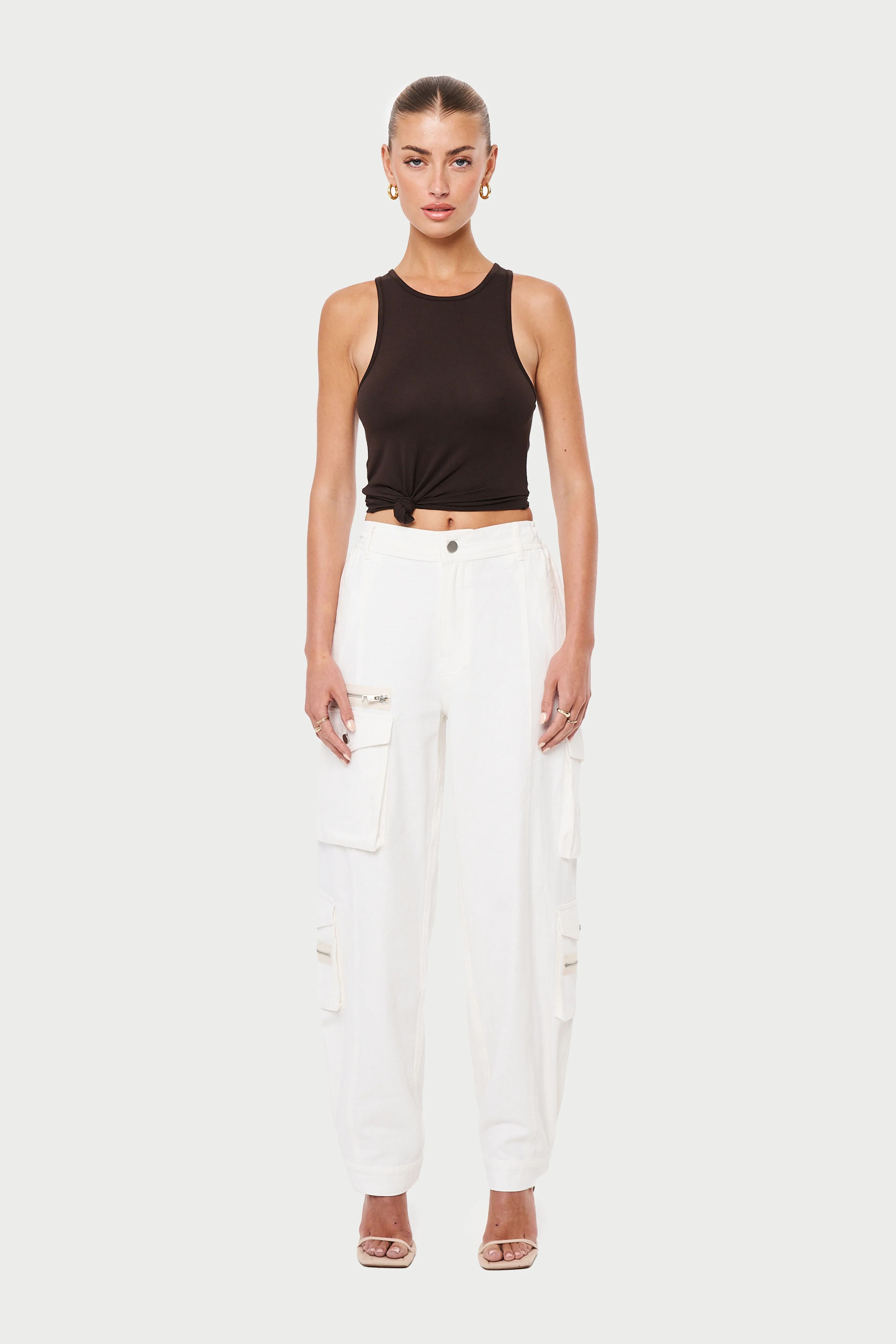 KNOTTED RACER VEST - BROWN - Image 3