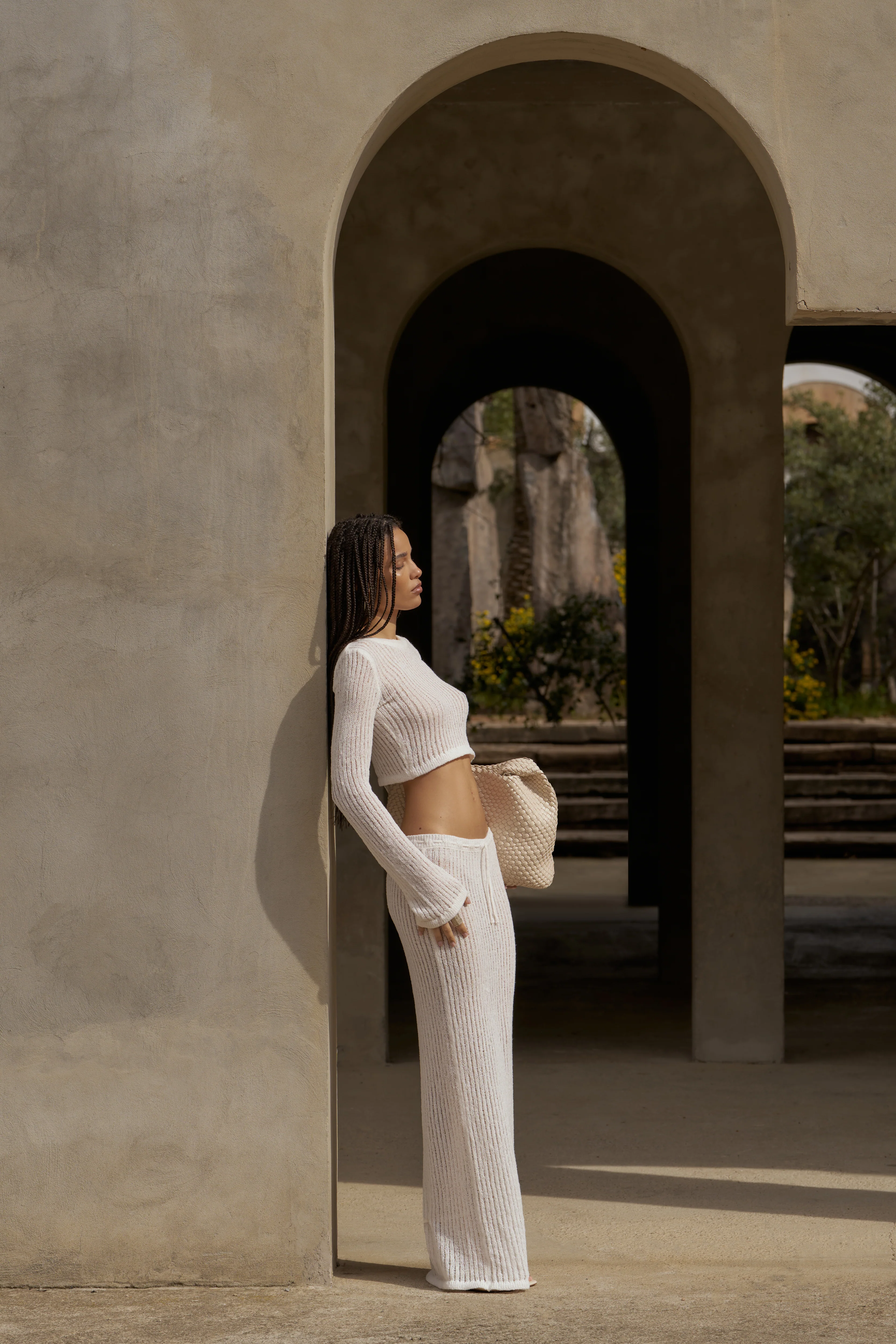 LADDER KNIT MAXI SKIRT - CREAM - Image 3