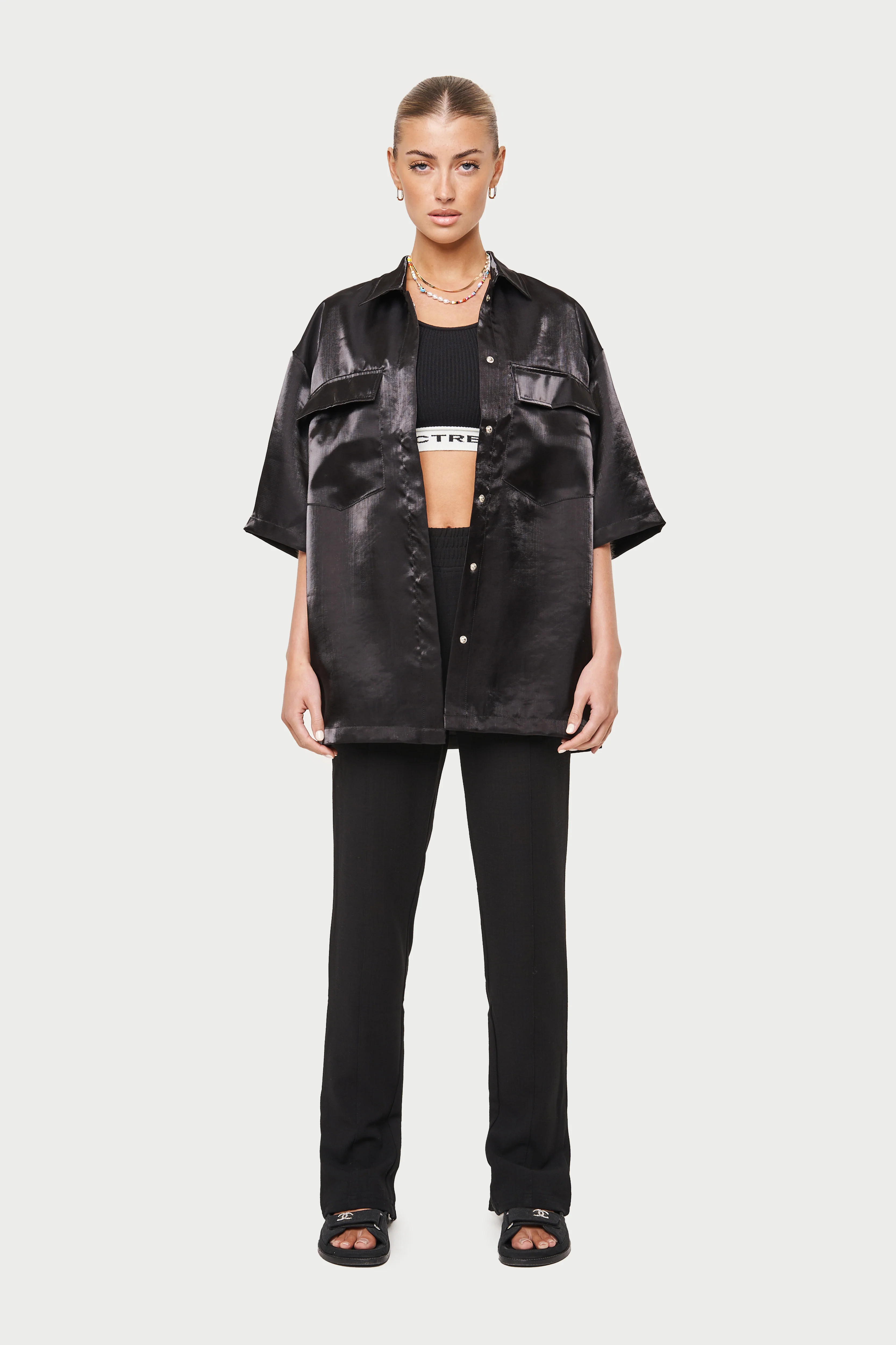 LOVE ALWAYS ORGANZA SHIRT - BLACK - Image 3