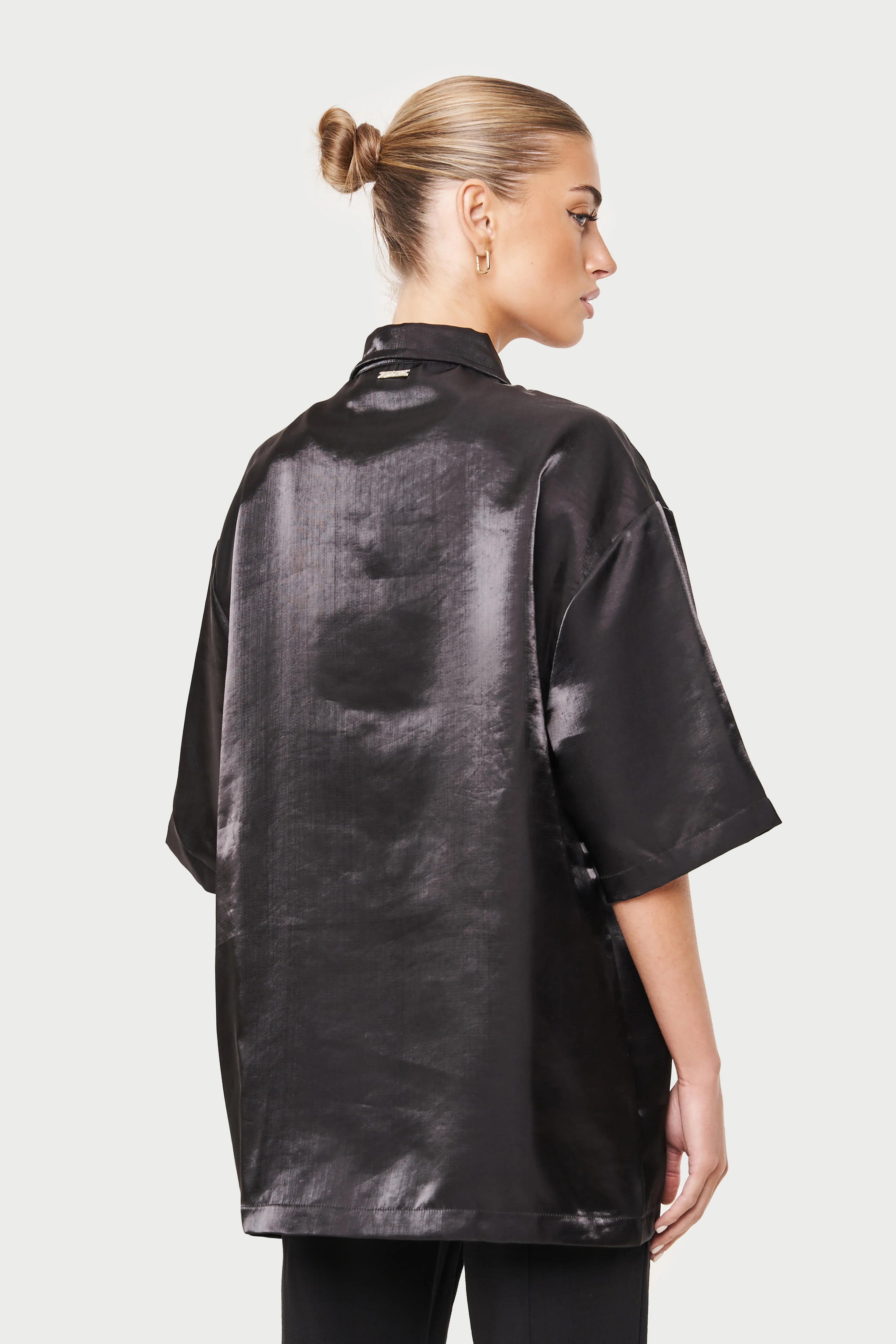 LOVE ALWAYS ORGANZA SHIRT - BLACK - Image 5