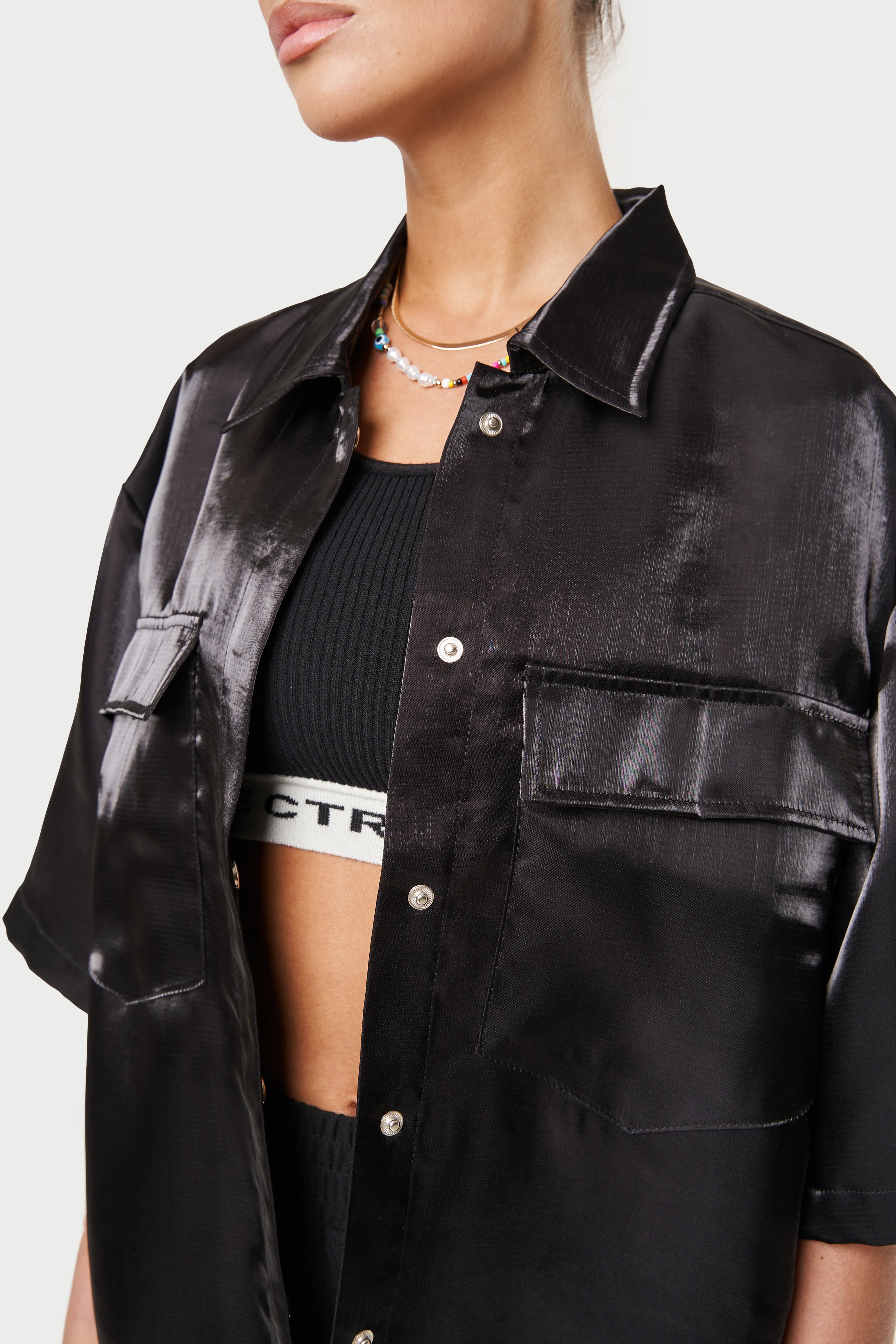 LOVE ALWAYS ORGANZA SHIRT - BLACK - Image 6