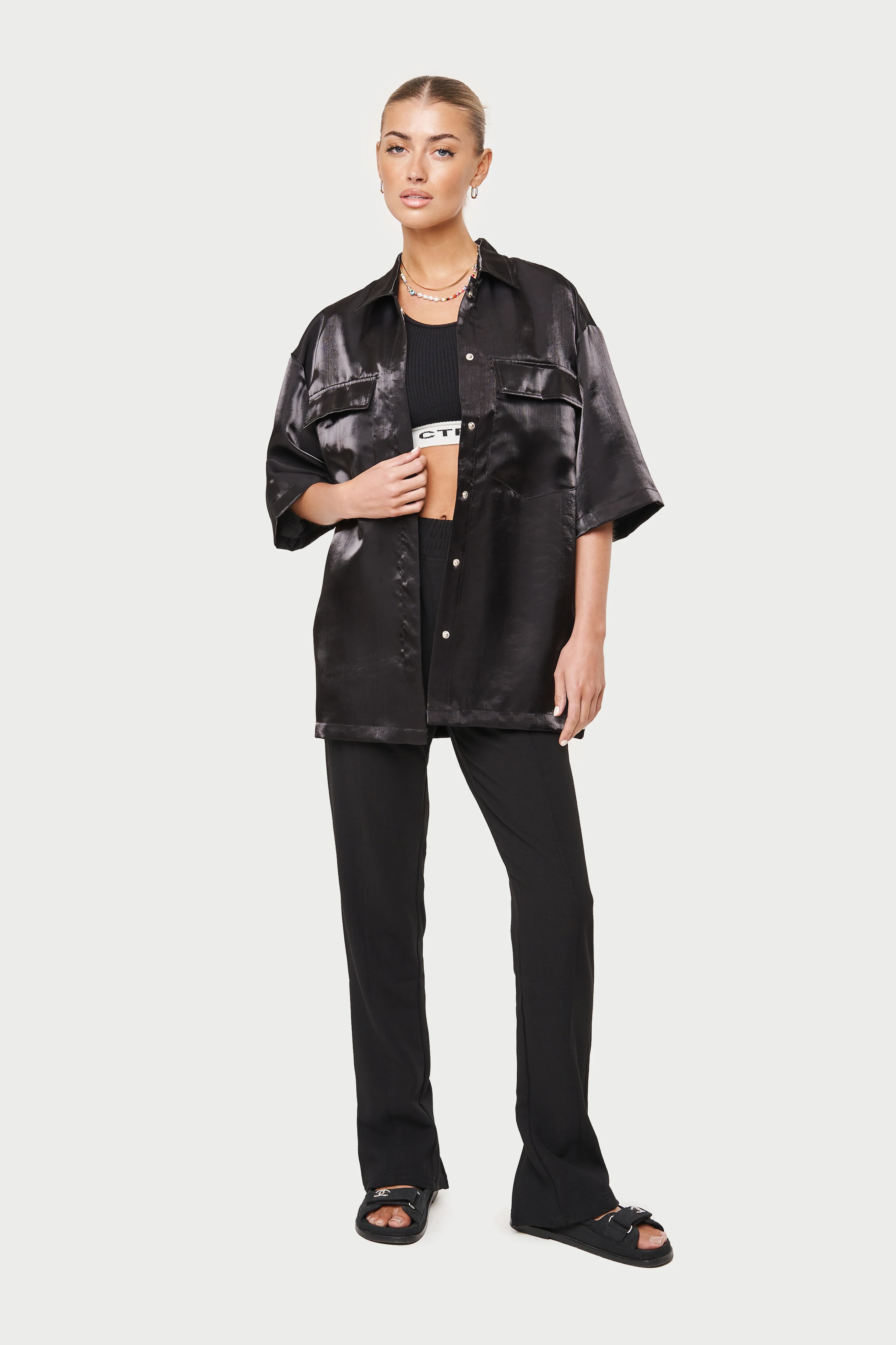 LOVE ALWAYS ORGANZA SHIRT - BLACK - Image 7