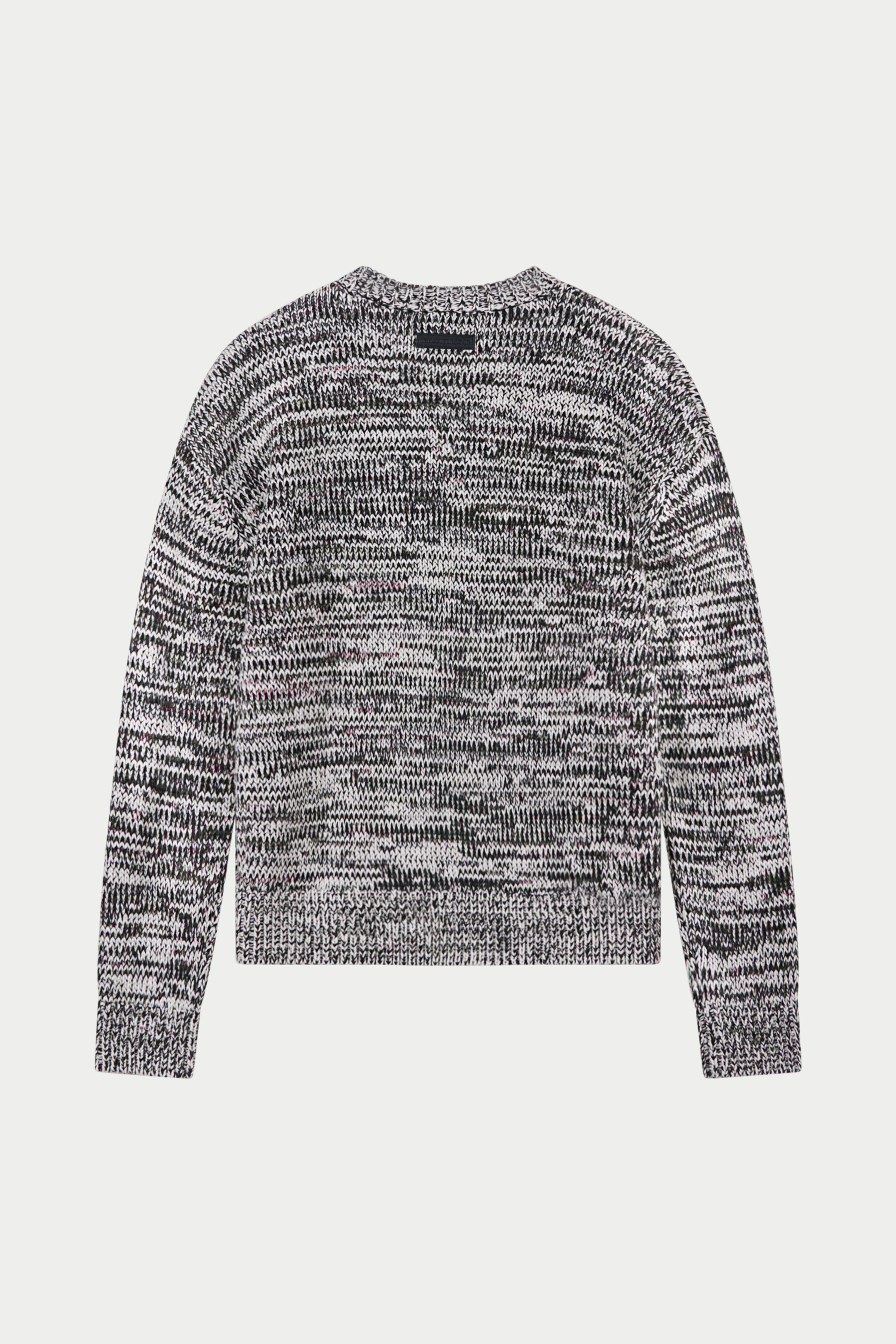 MIXED YARN KNITTED CREW - WHITE/KHAKI - Image 7