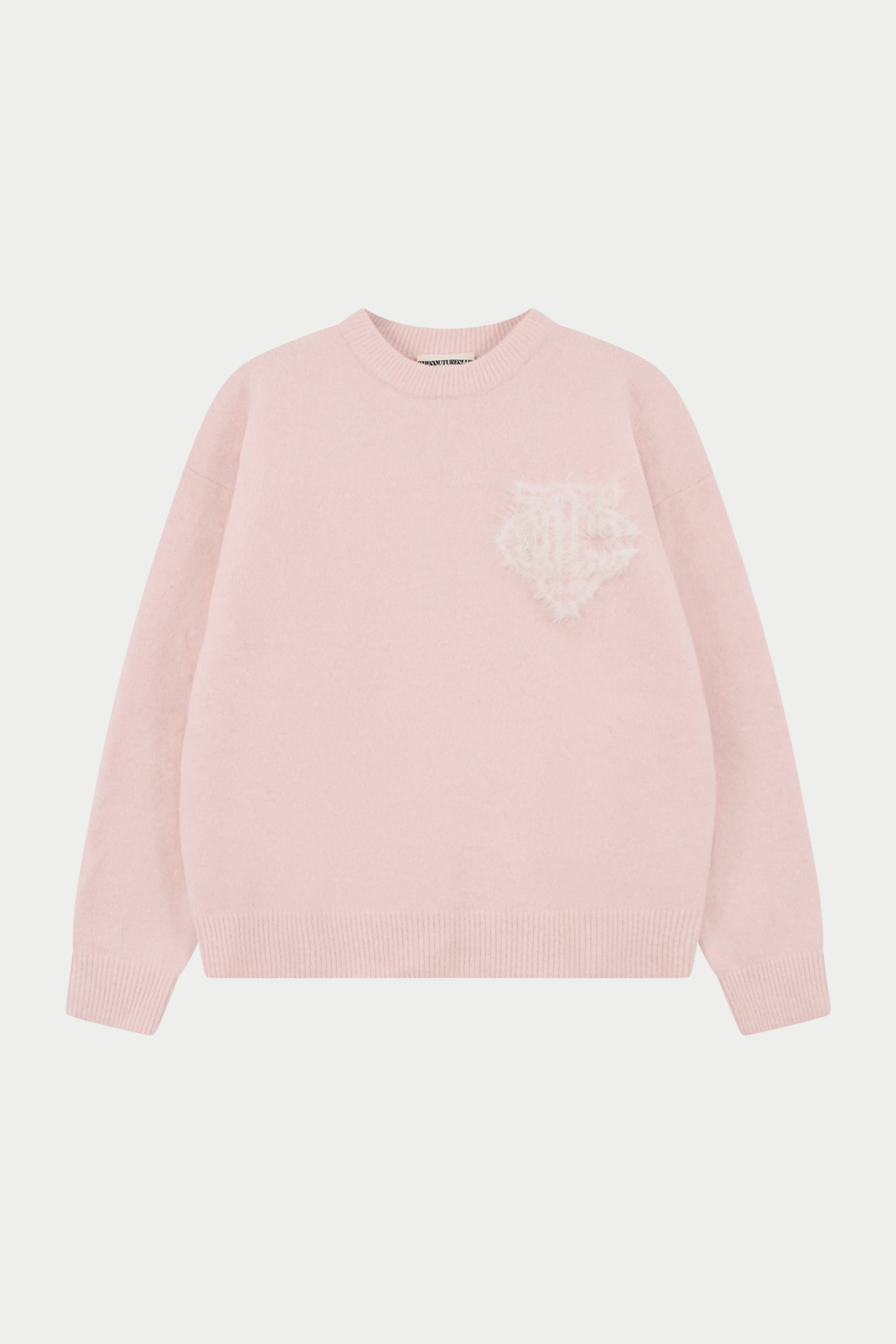 MONOGRAM FLUFFY KNIT CREW - PINK