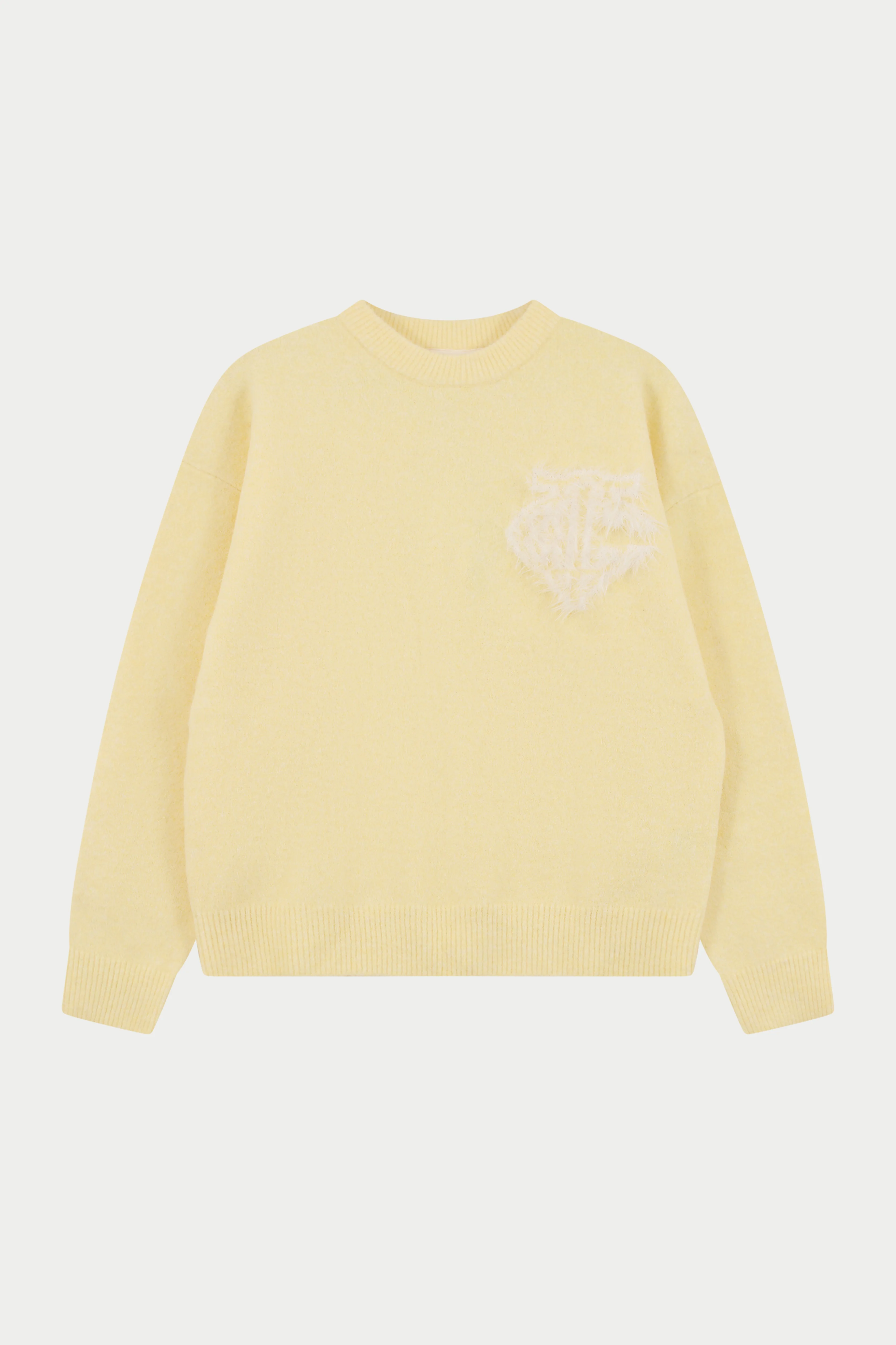 MONOGRAM FLUFFY KNIT CREW - YELLOW