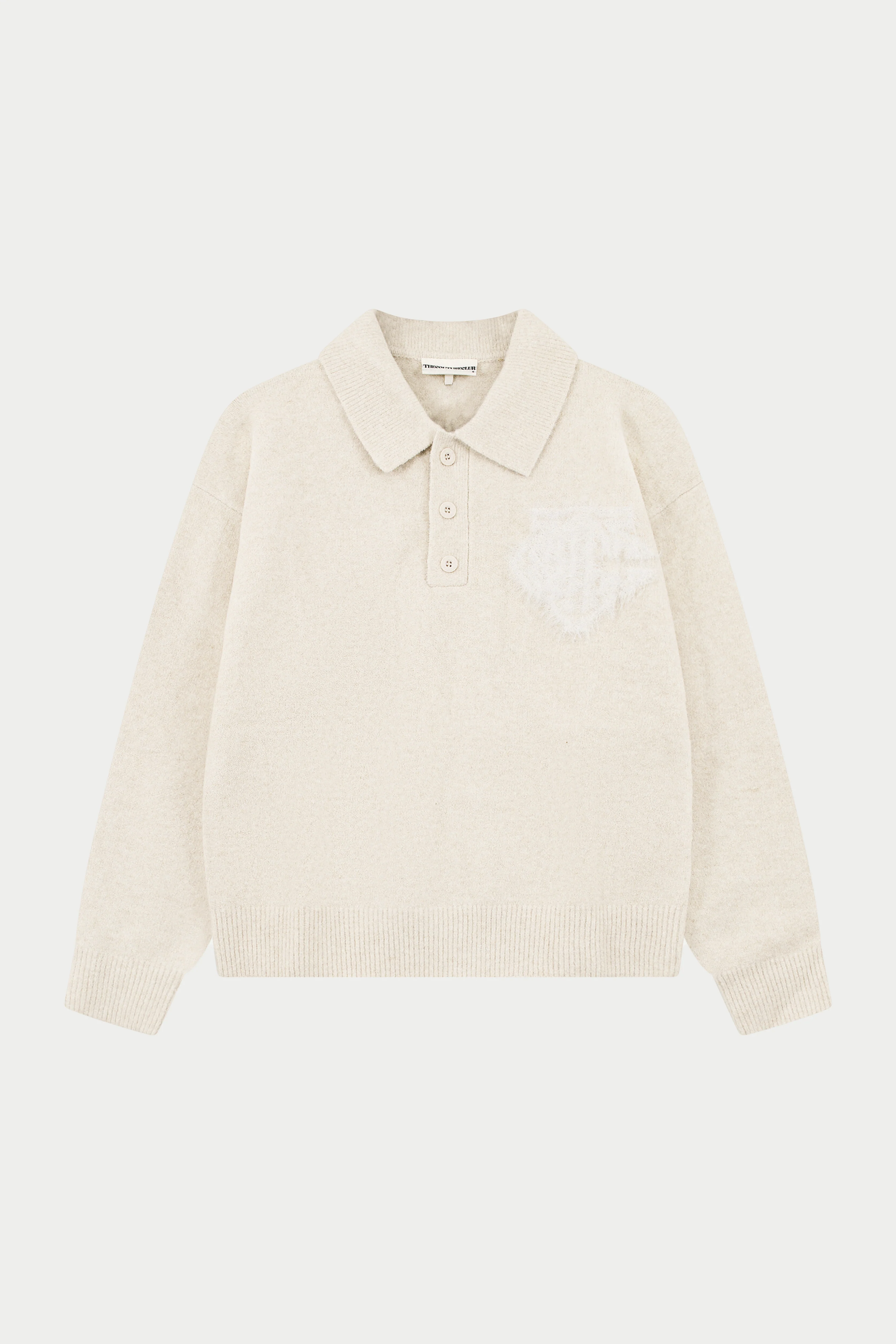 MONOGRAM FLUFFY KNIT POLO - BEIGE