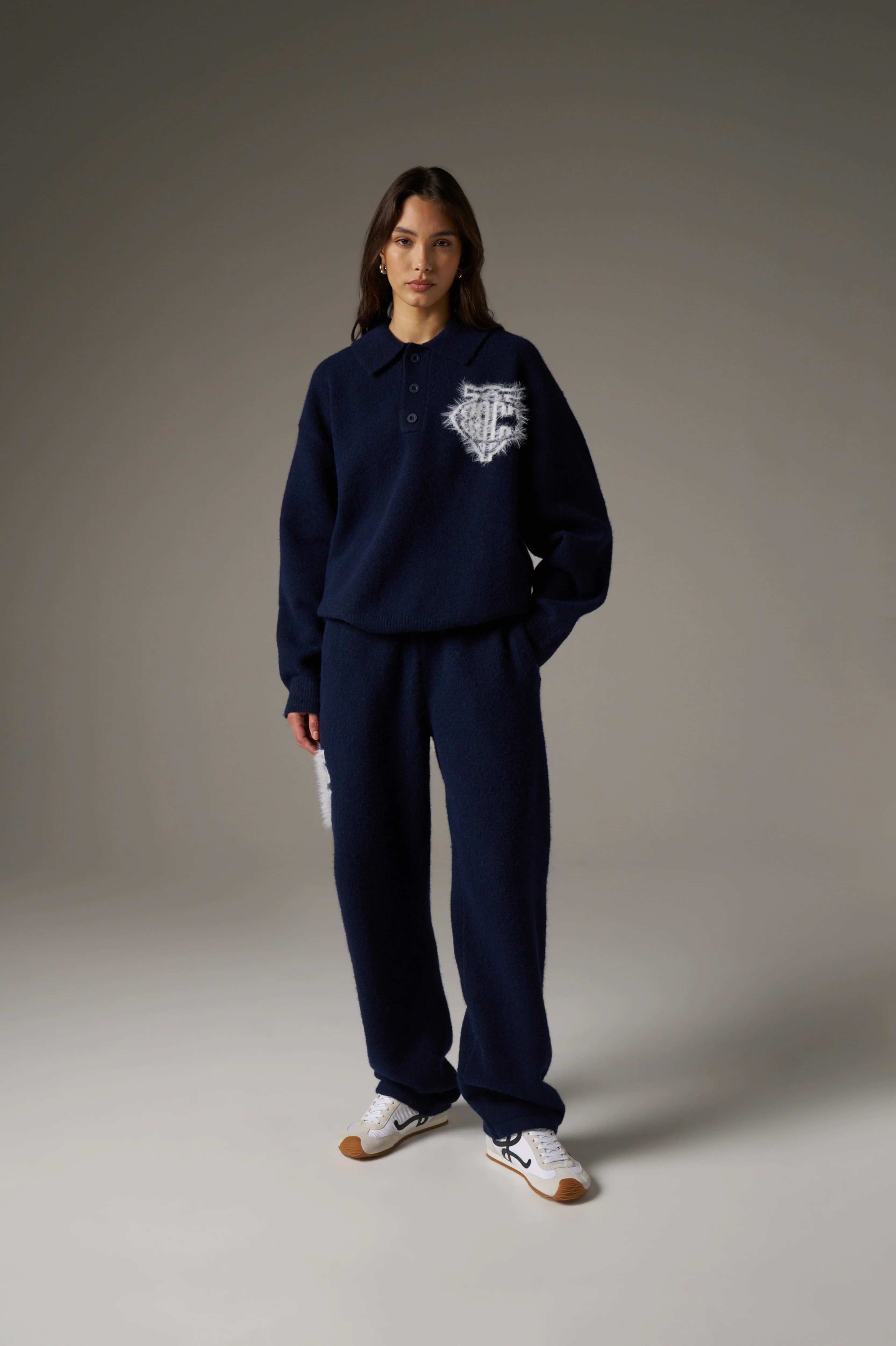 MONOGRAM FLUFFY KNIT POLO - NAVY - Image 5
