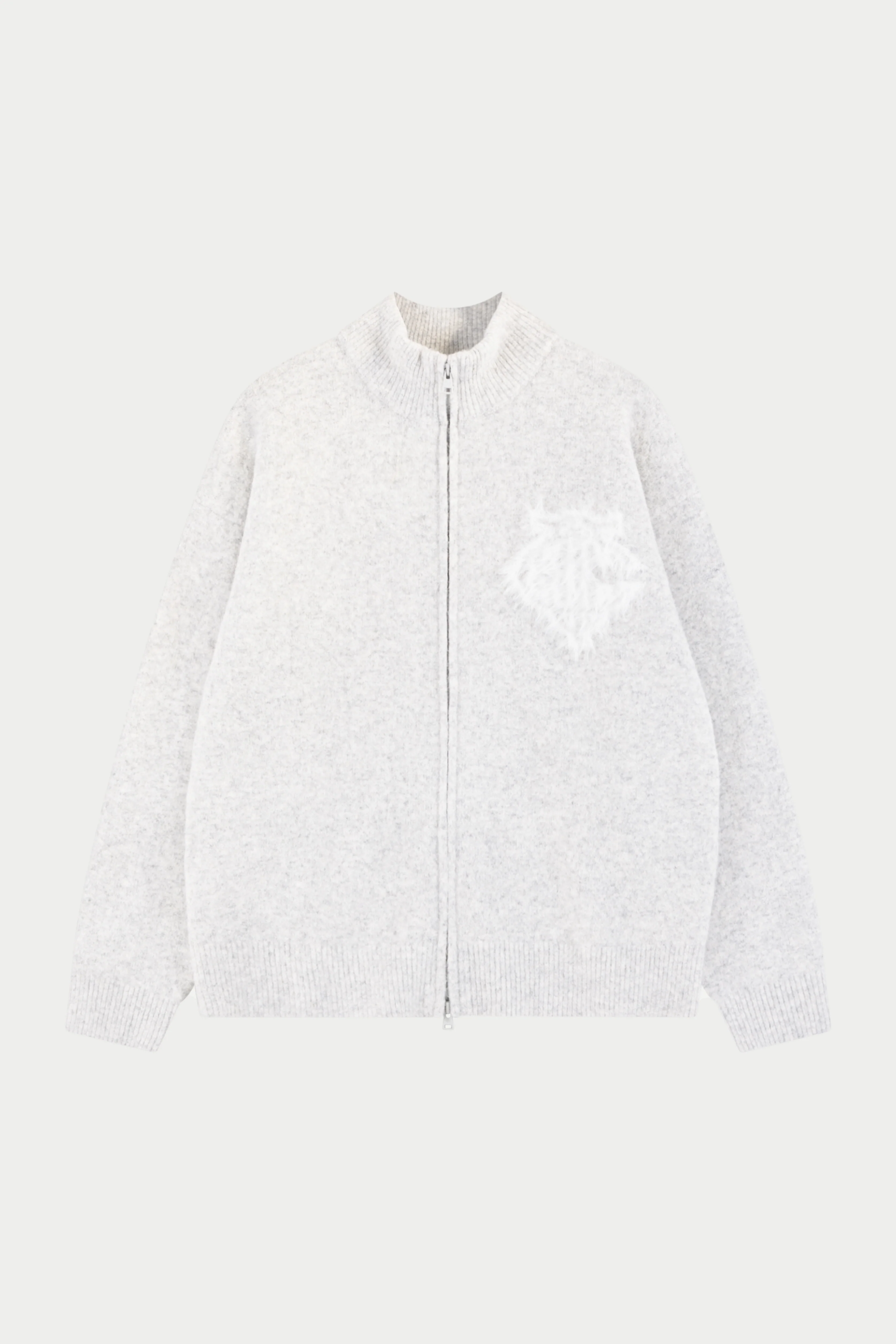 MONOGRAM FLUFFY KNIT ZIP THROUGH - GREY MARL