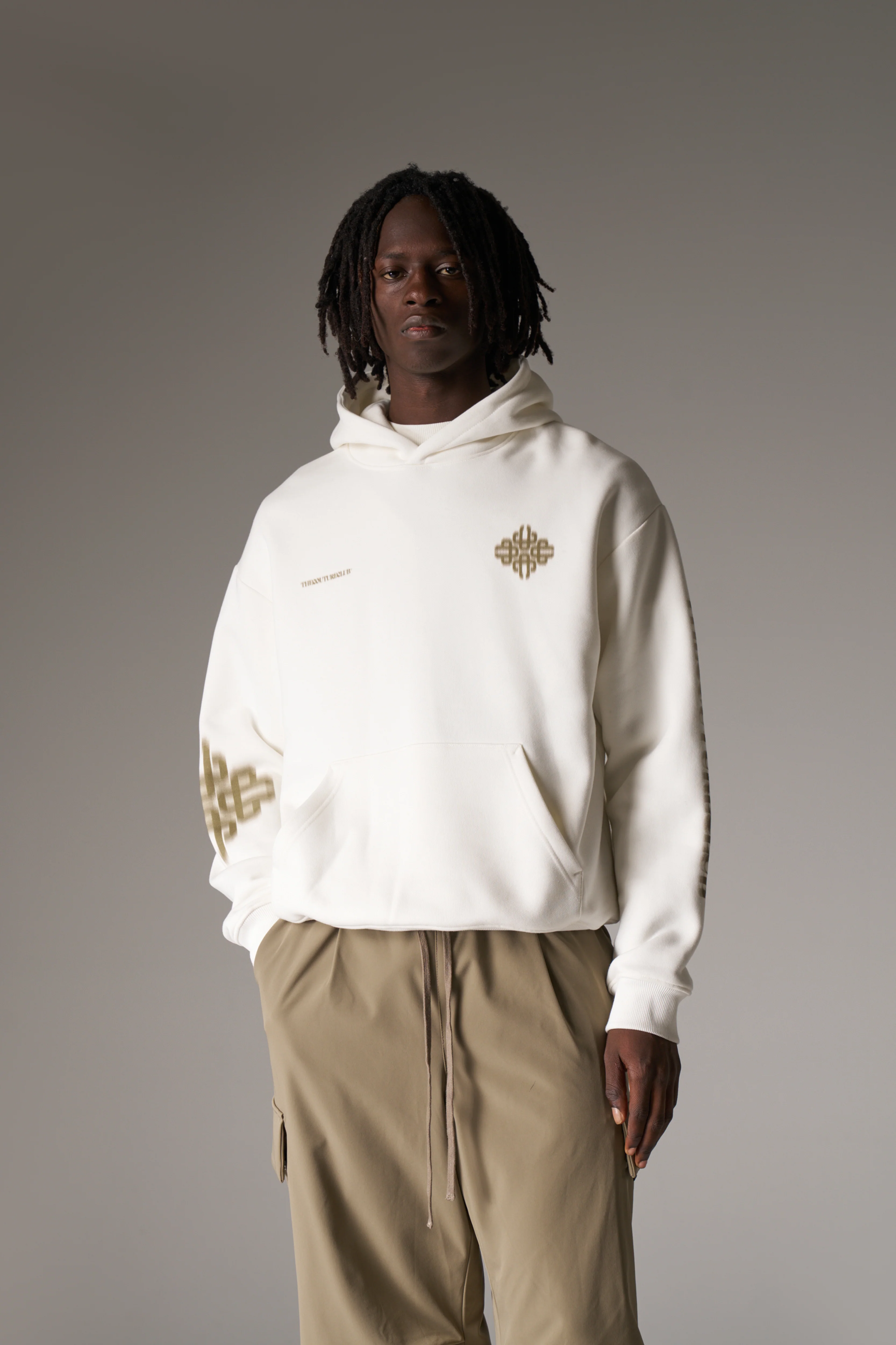 MOTION BLURRED EMBLEM HOODIE - KHAKI - Image 5