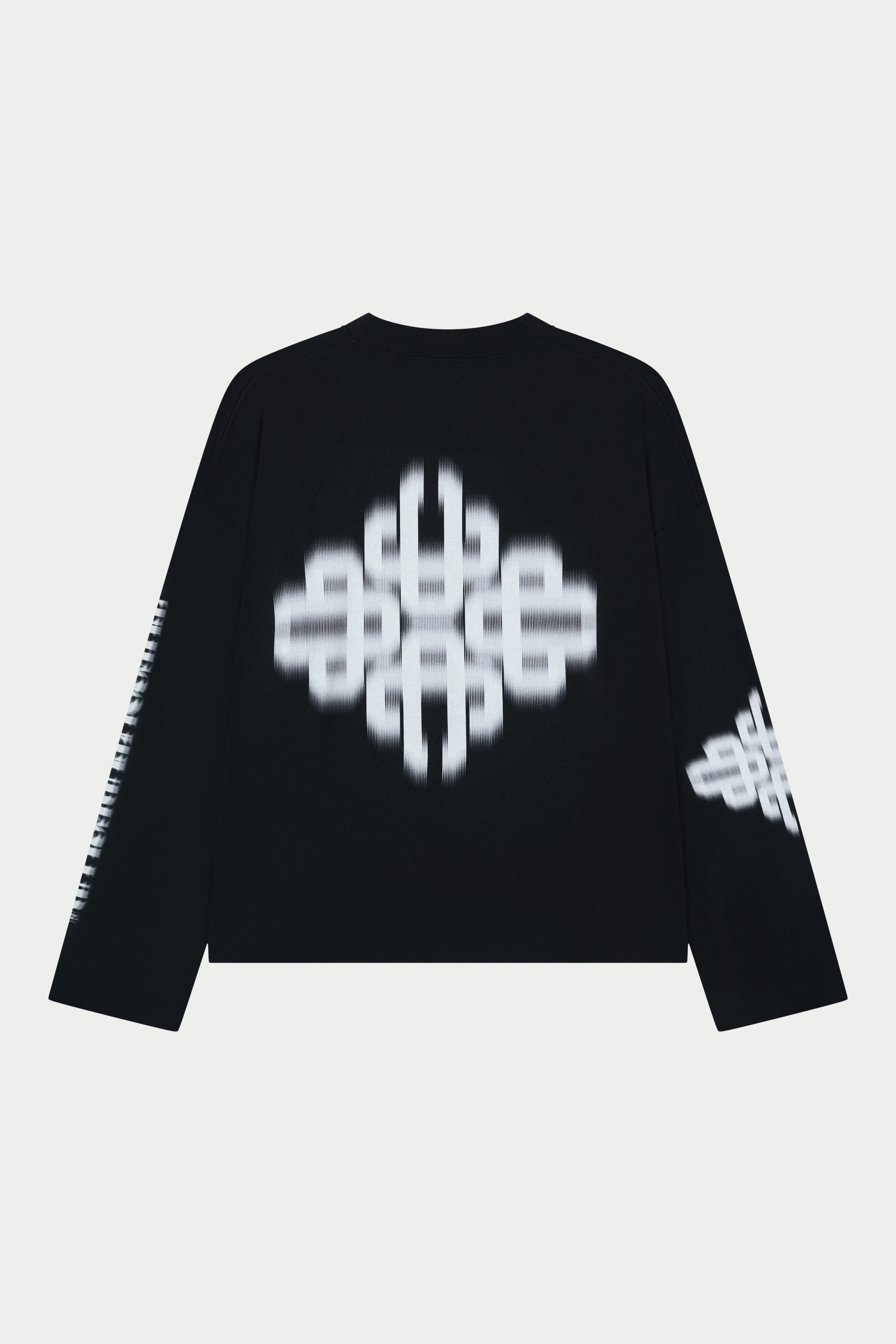 MOTION BLURRED LONG SLEEVE T-SHIRT - BLACK