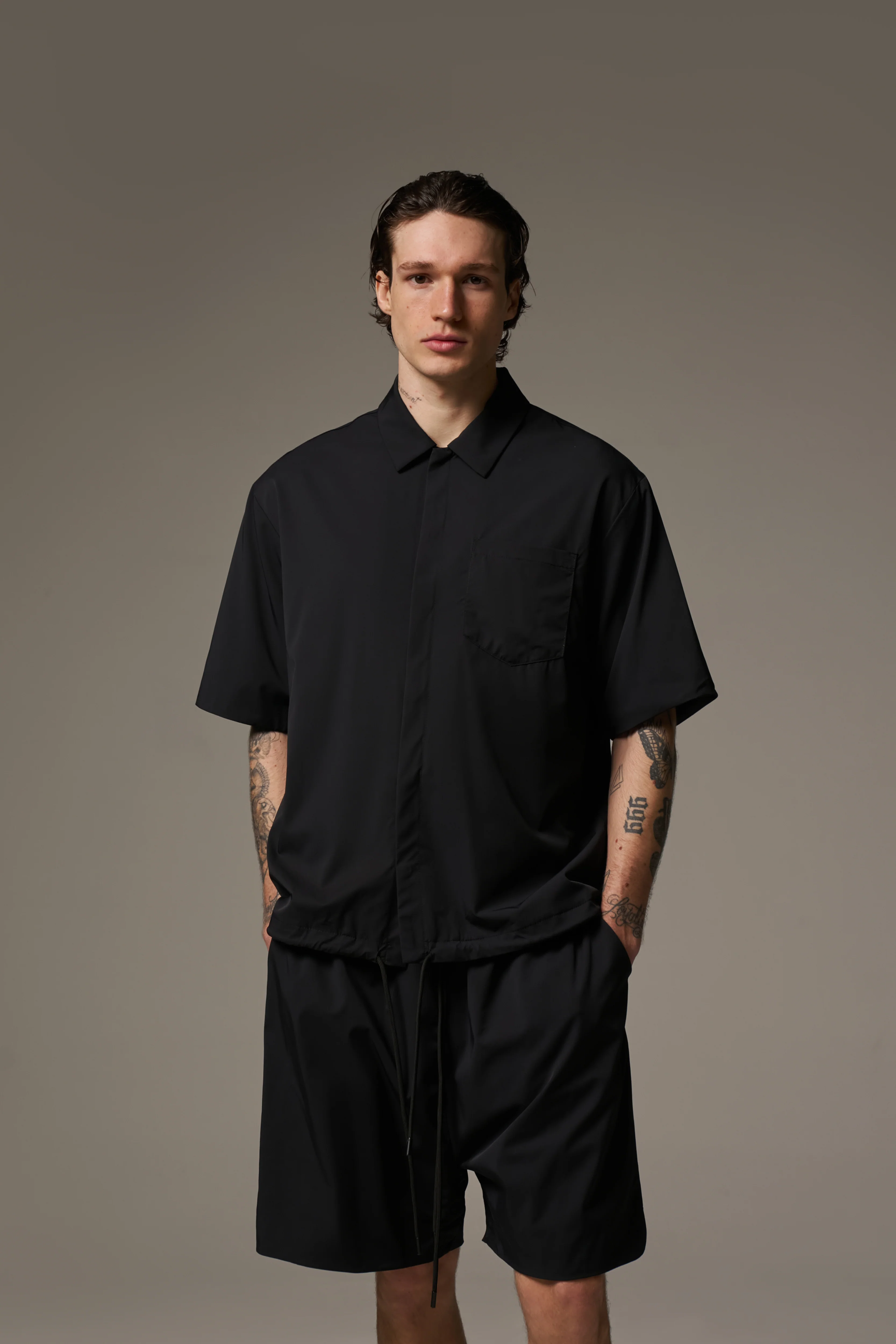 NYLON DRAWCORD SHORTS - BLACK - Image 10