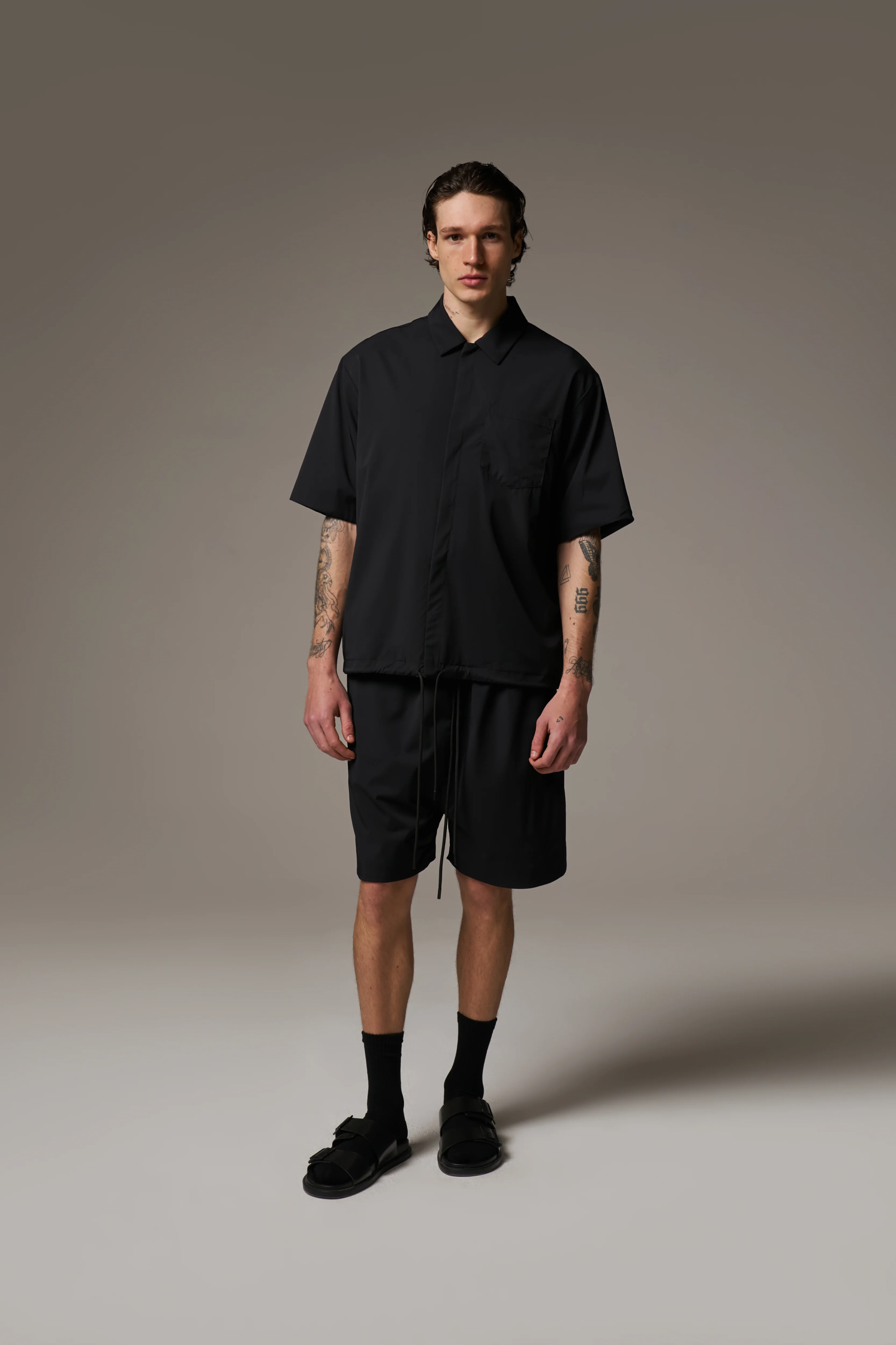 NYLON DRAWCORD SHORTS - BLACK - Image 5