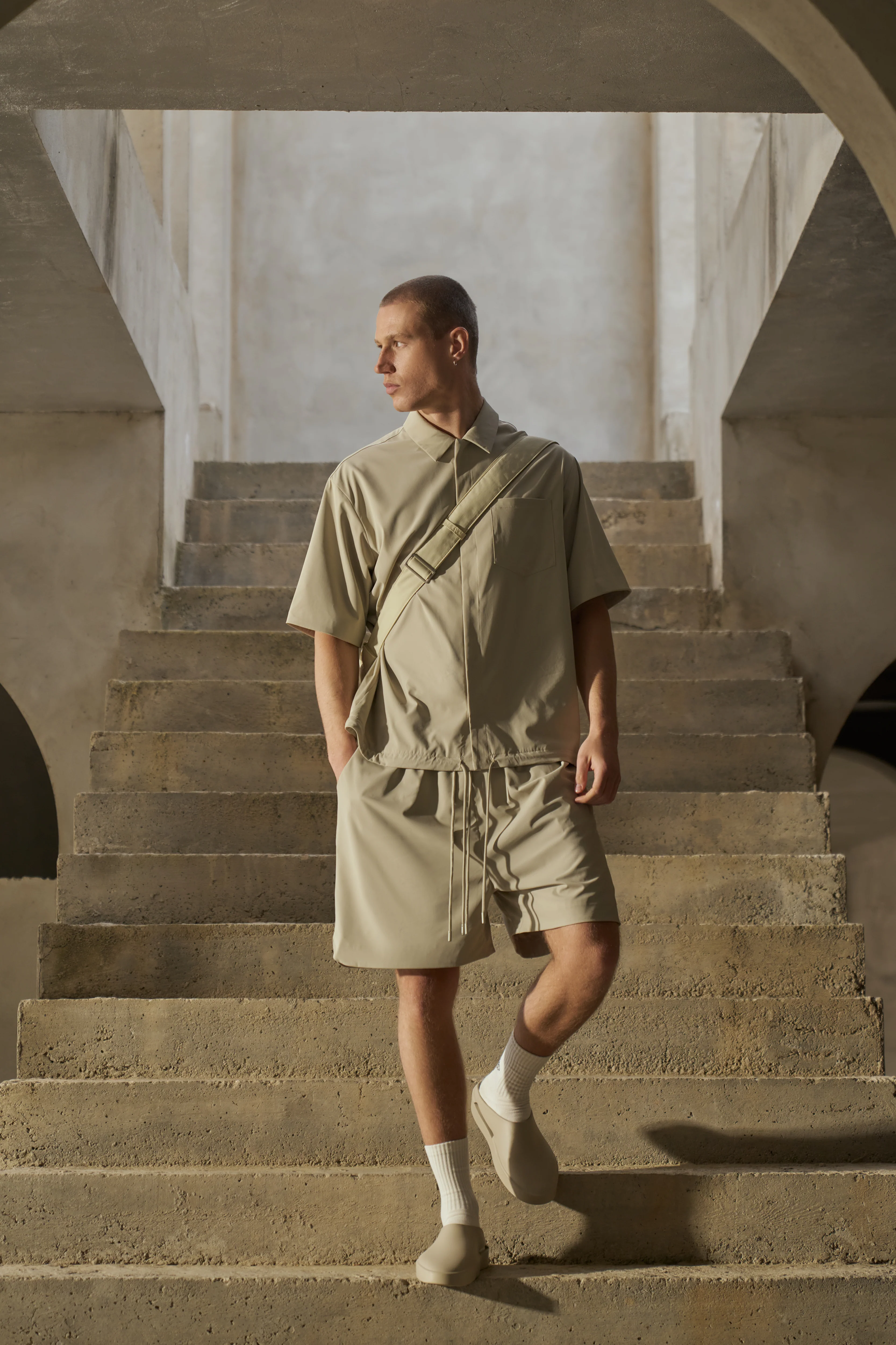 NYLON DRAWCORD SHORTS - STONE - Image 2