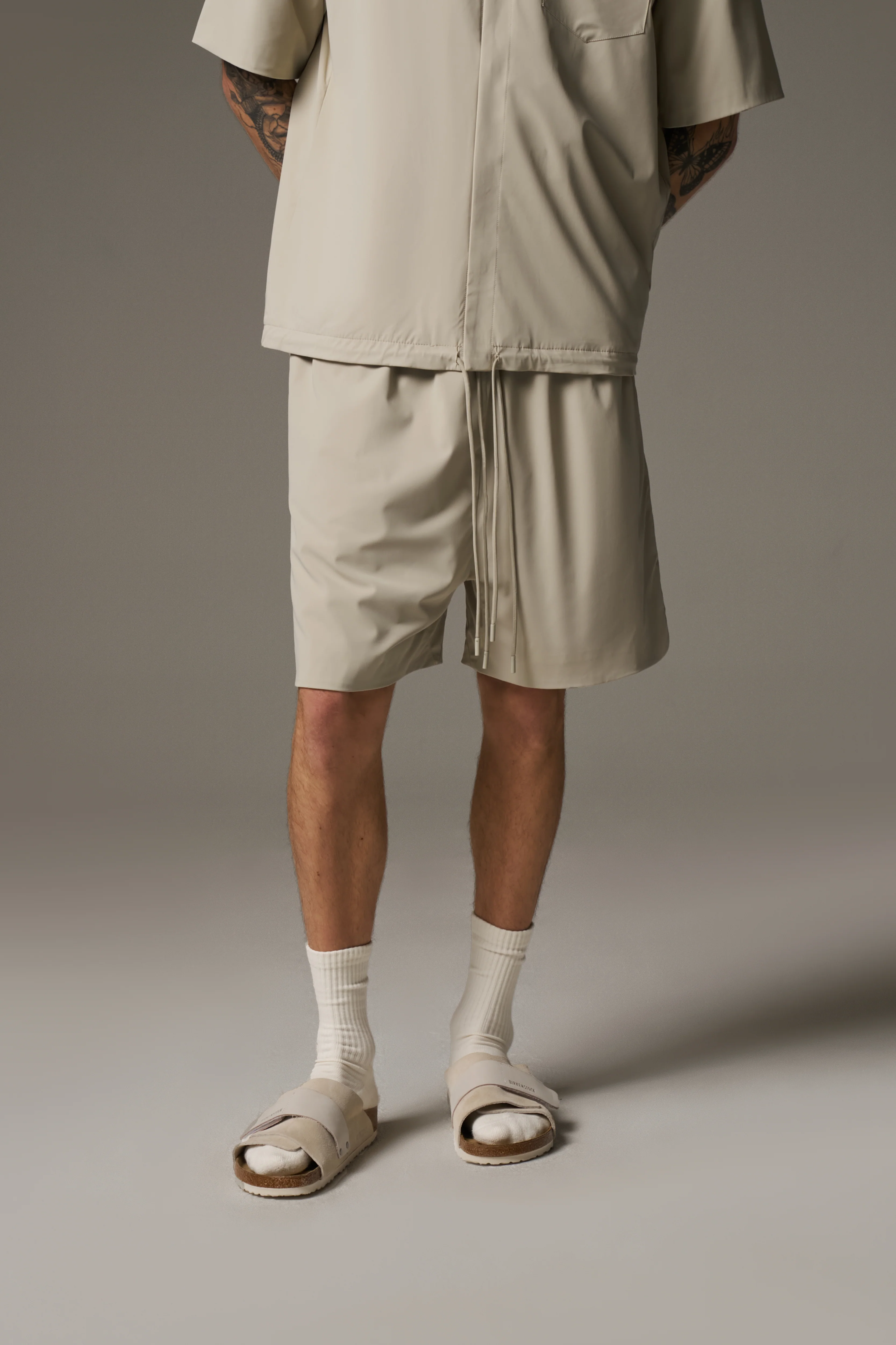 NYLON DRAWCORD SHORTS - STONE - Image 4
