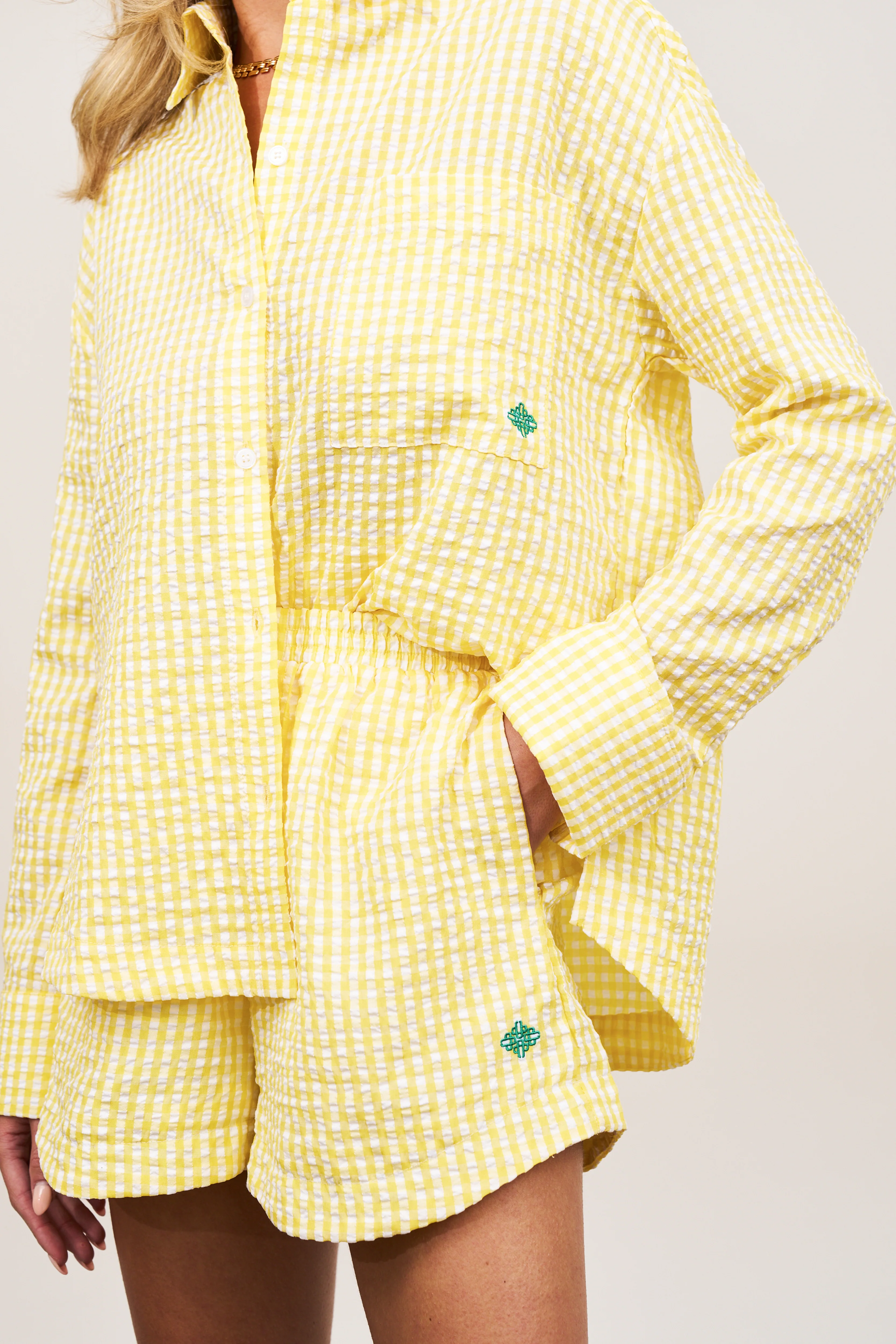 OVERSIZED GINGHAM SHIRT - YELLOW - Image 3