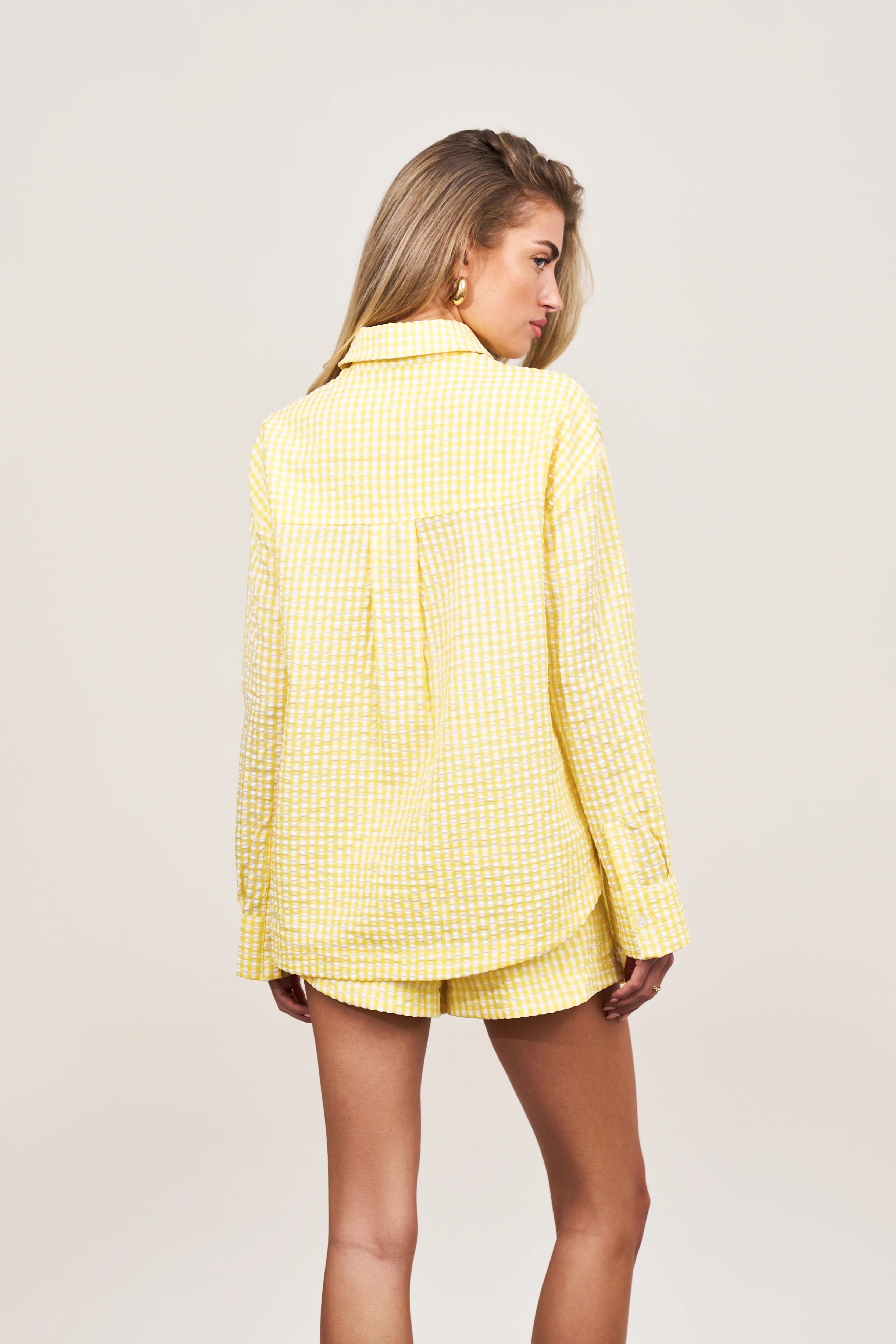 OVERSIZED GINGHAM SHIRT - YELLOW - Image 4
