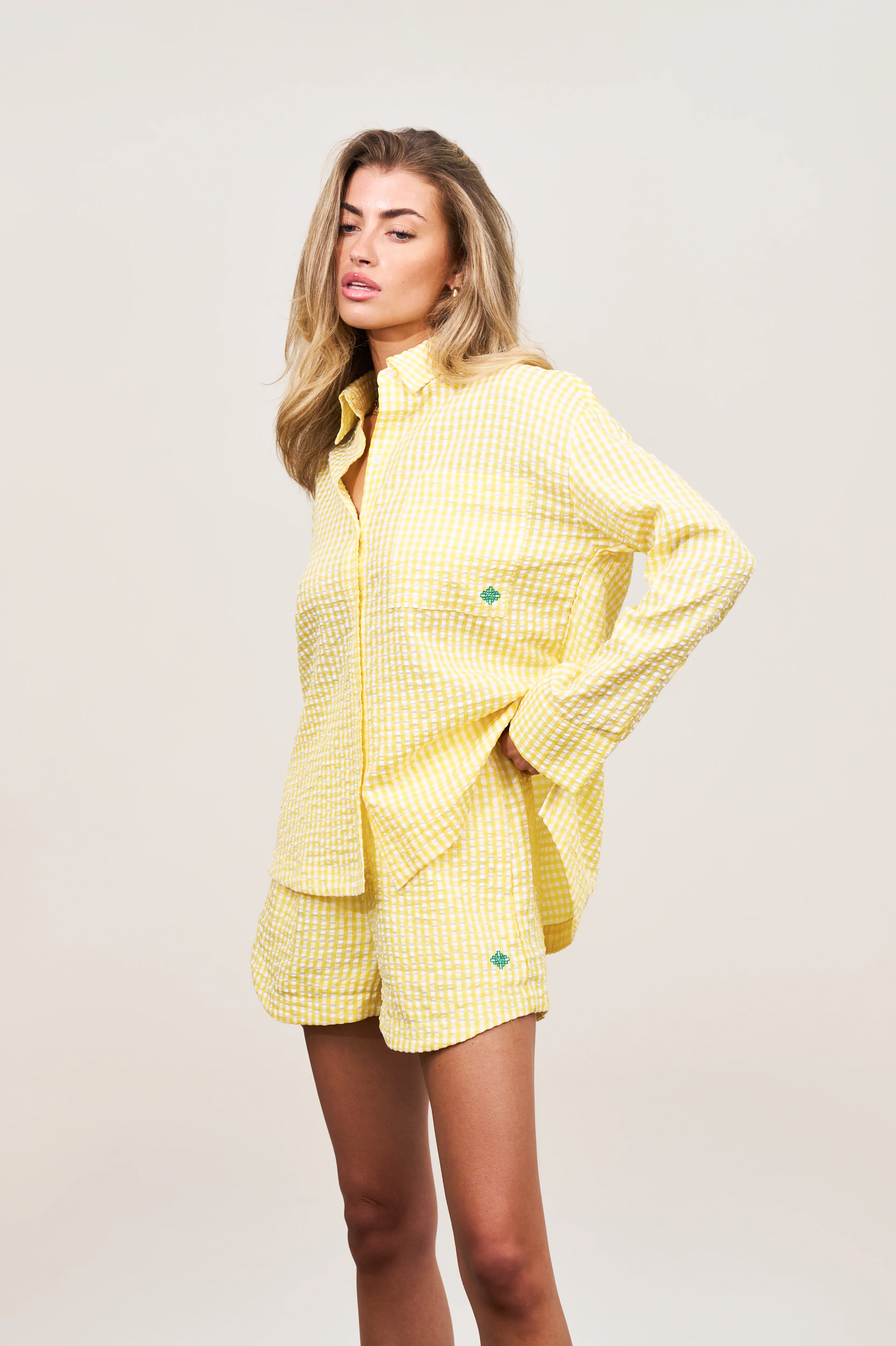 OVERSIZED GINGHAM SHIRT - YELLOW - Image 5