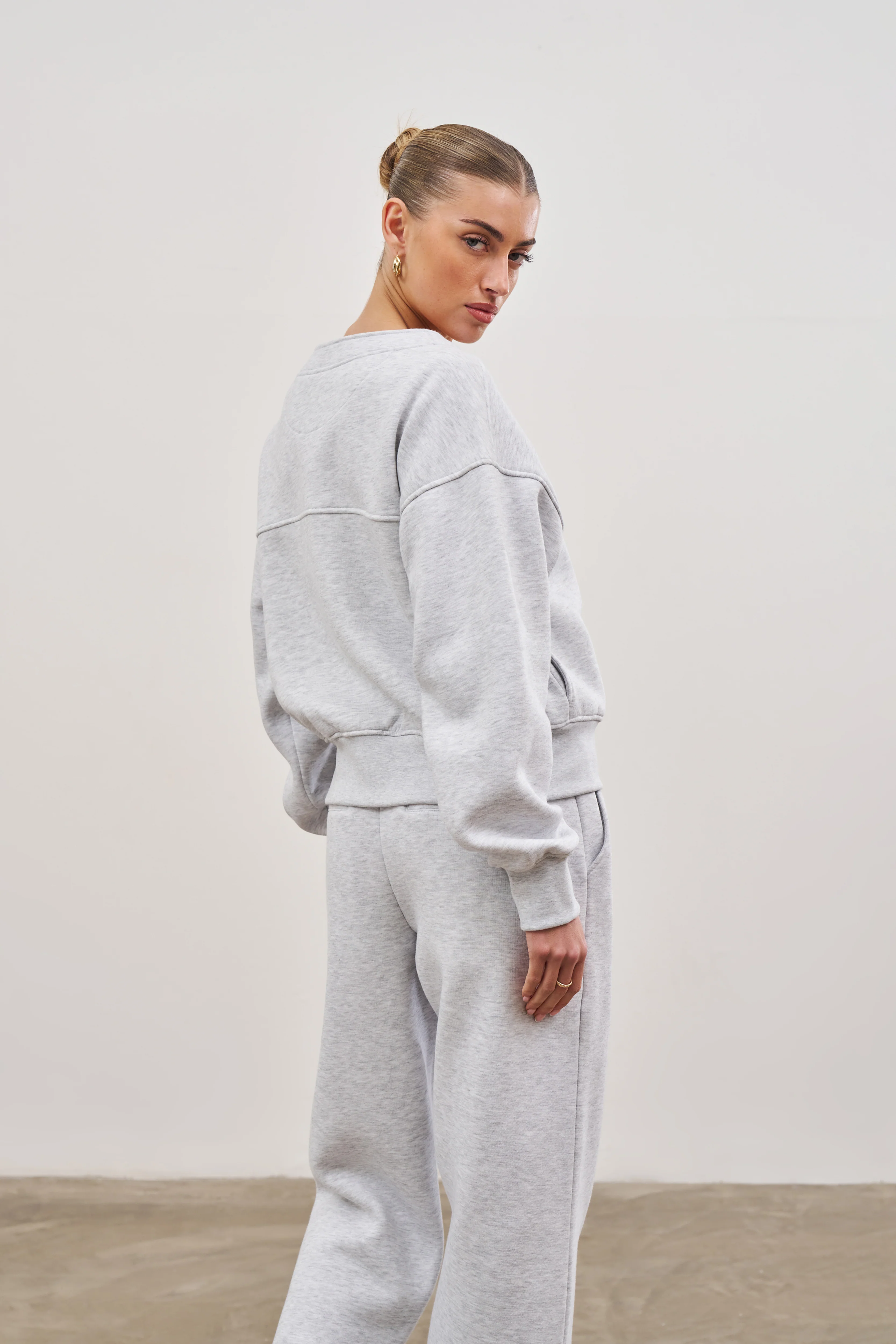 OVERSIZED JERSEY CARDIGAN - GREY MARL - Image 4