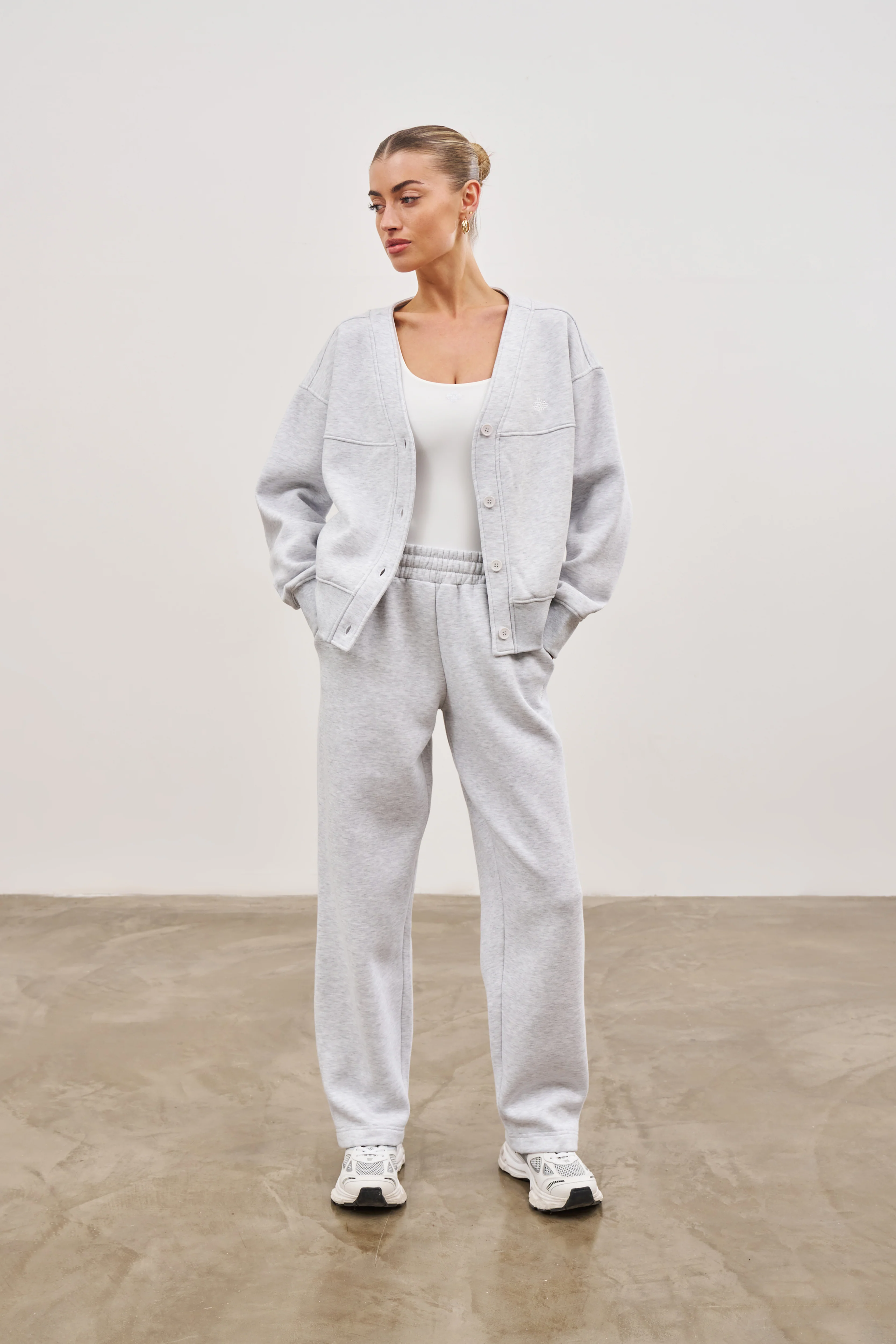 OVERSIZED JERSEY CARDIGAN - GREY MARL - Image 7