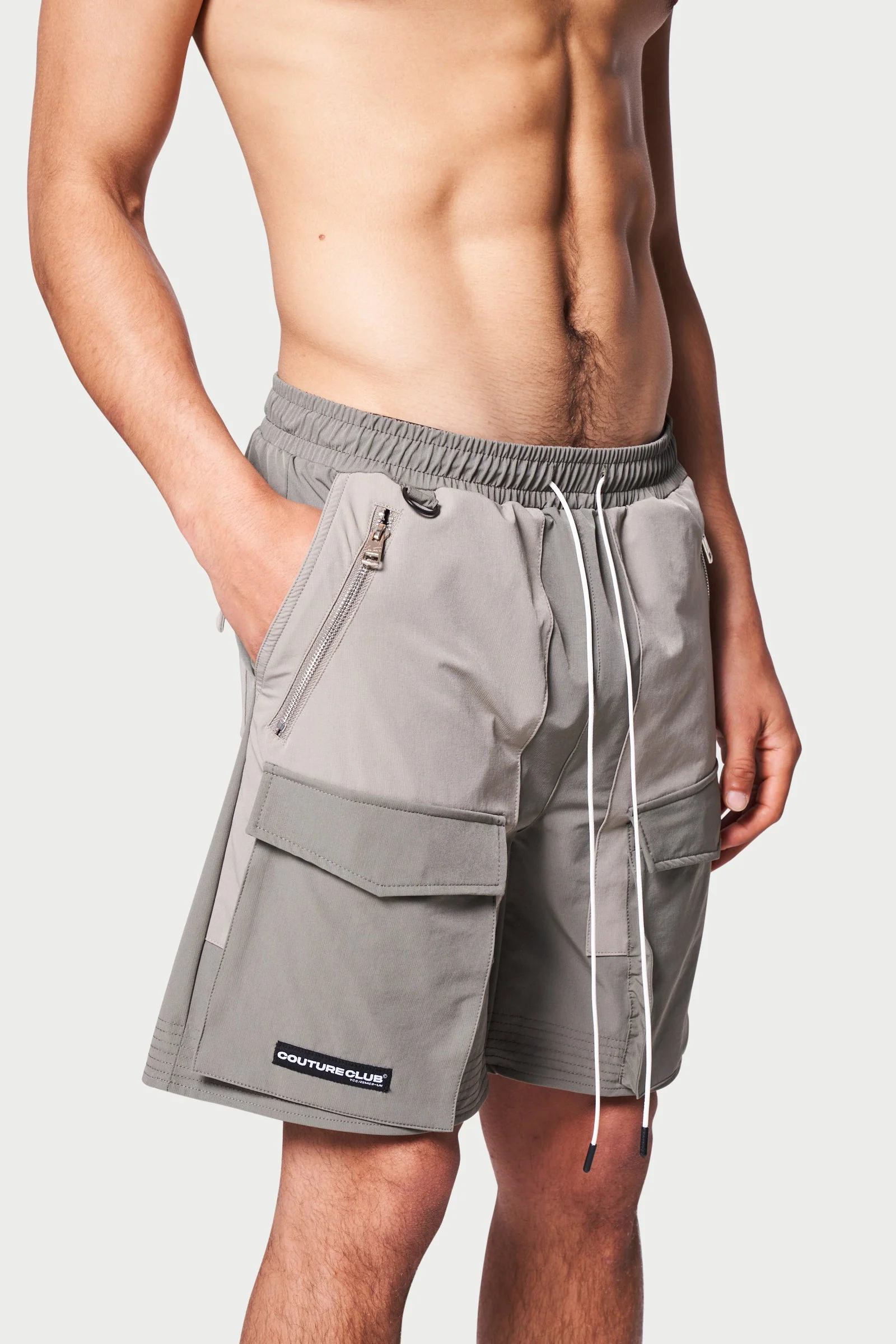 PANELLED CARGO SHORTS - GREY - Image 4