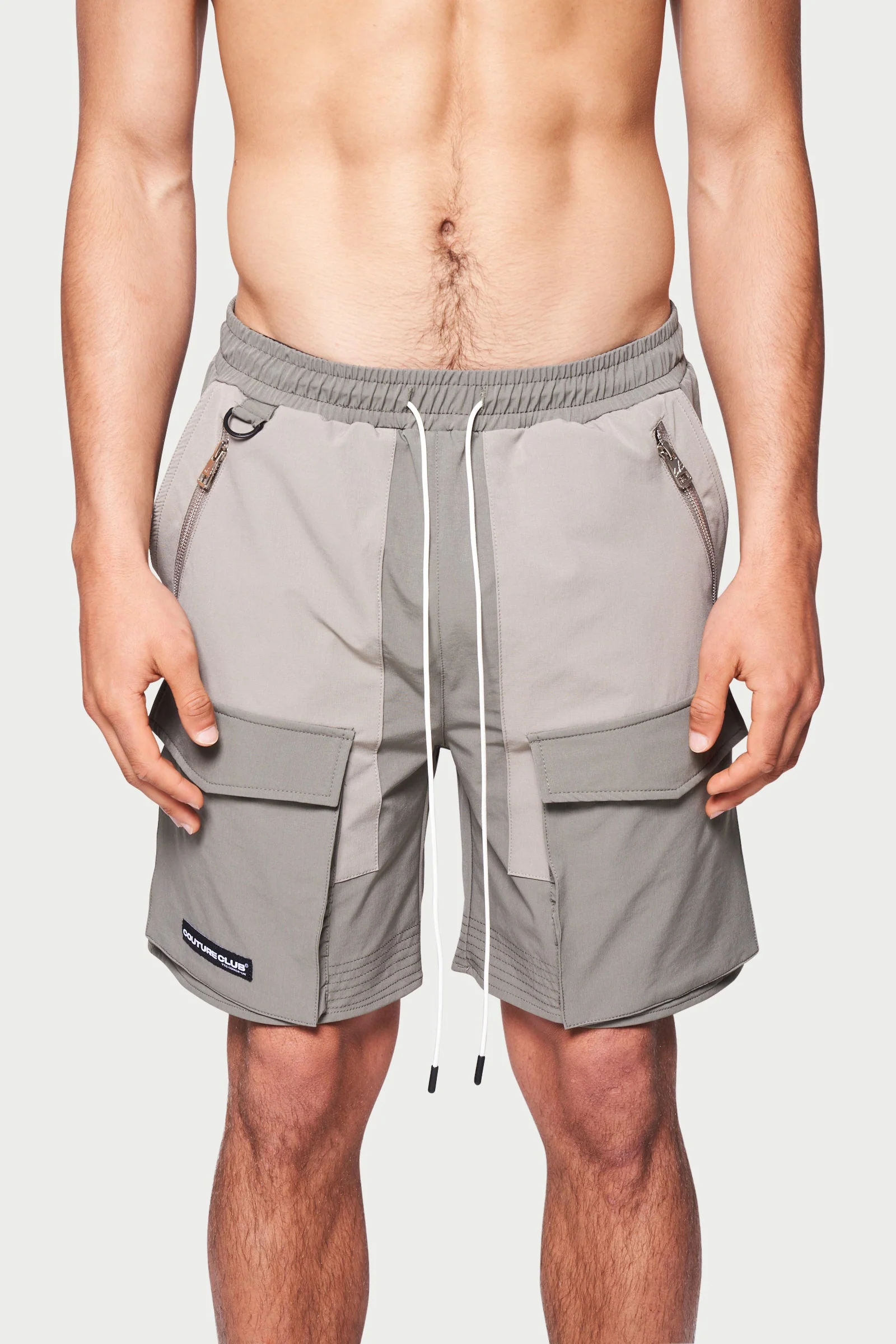 PANELLED CARGO SHORTS - GREY - Image 5