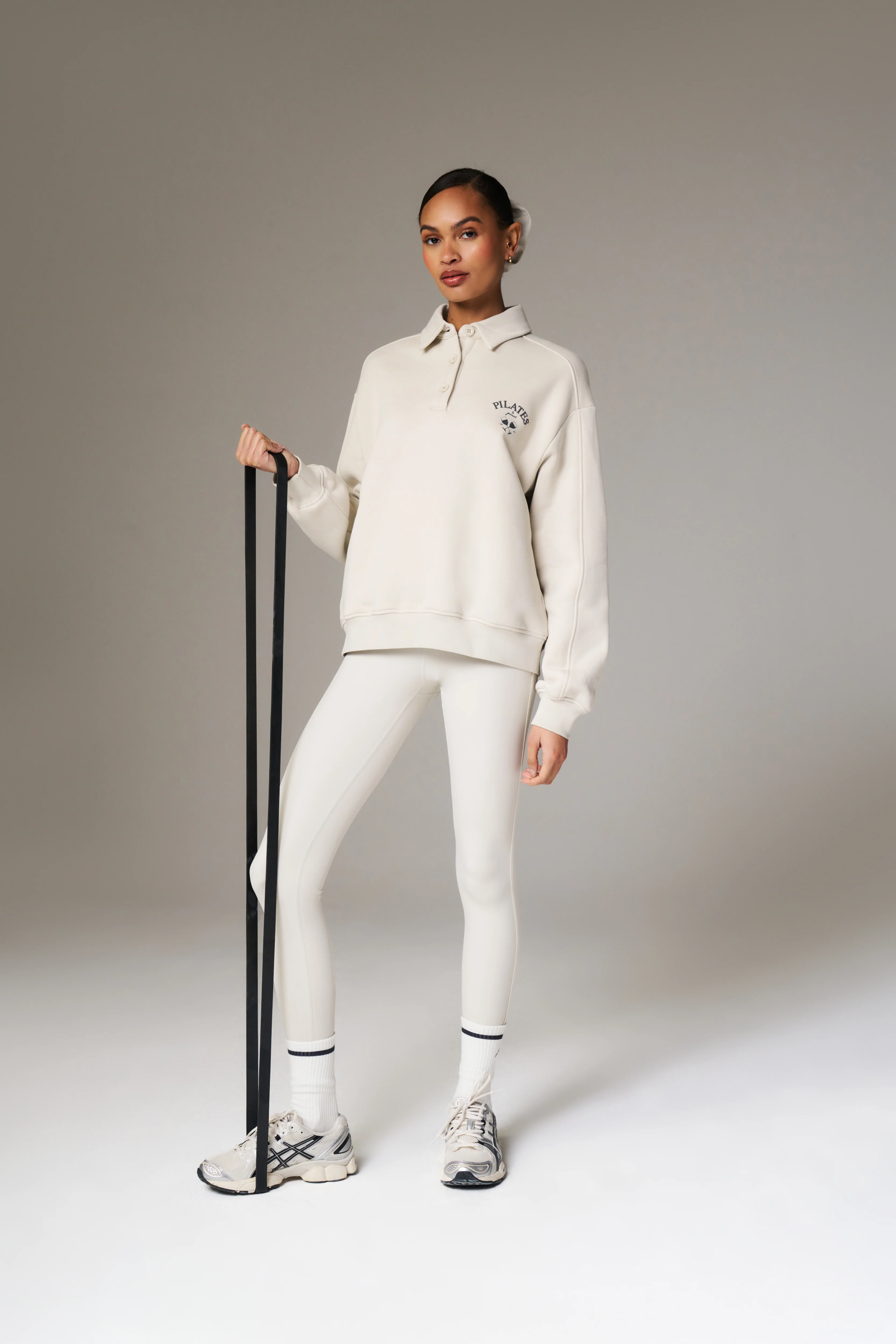 PILATES & PINOT BUTTON UP SWEATSHIRT - BONE - Image 3