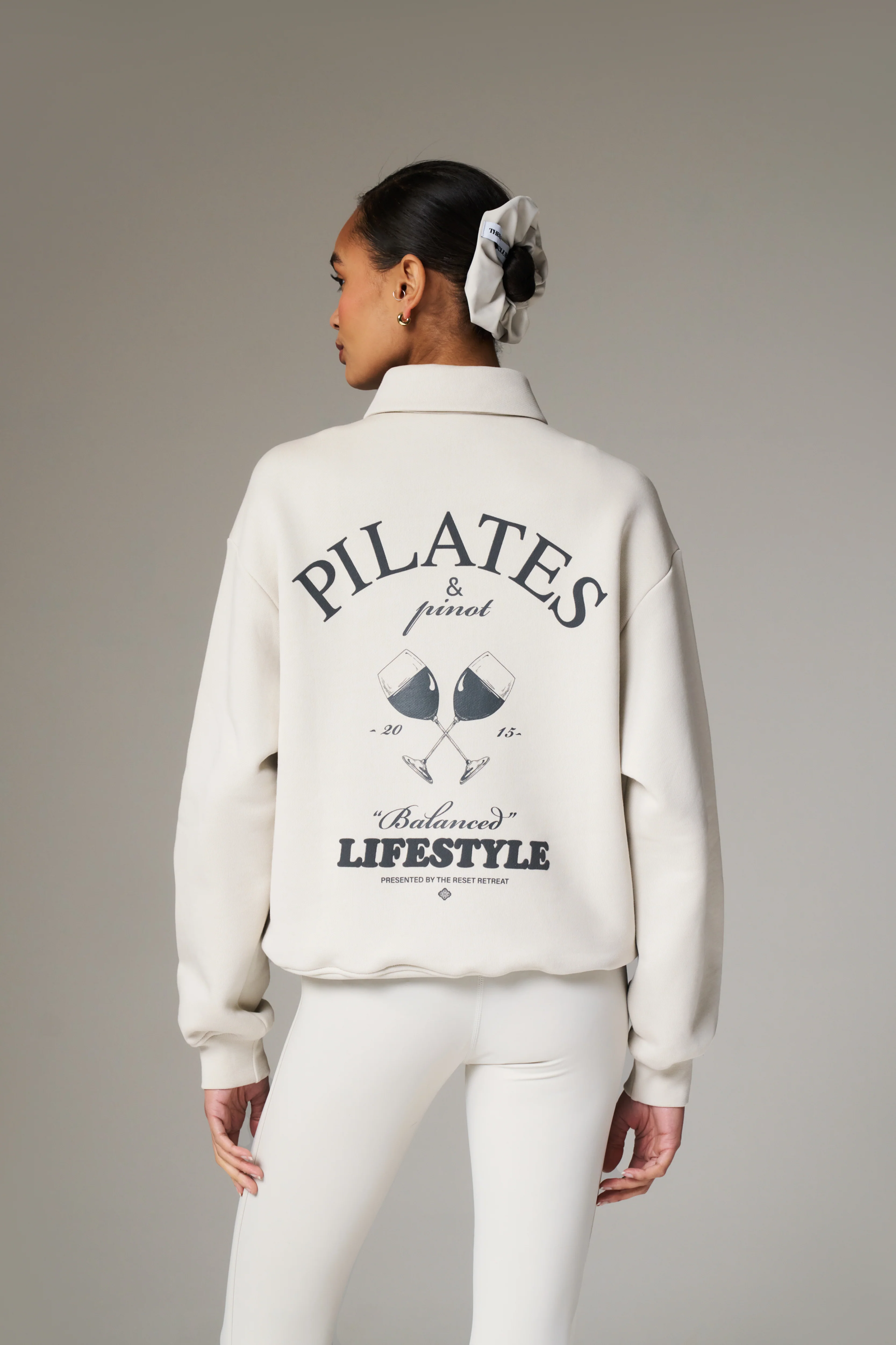 PILATES & PINOT BUTTON UP SWEATSHIRT - BONE - Image 5