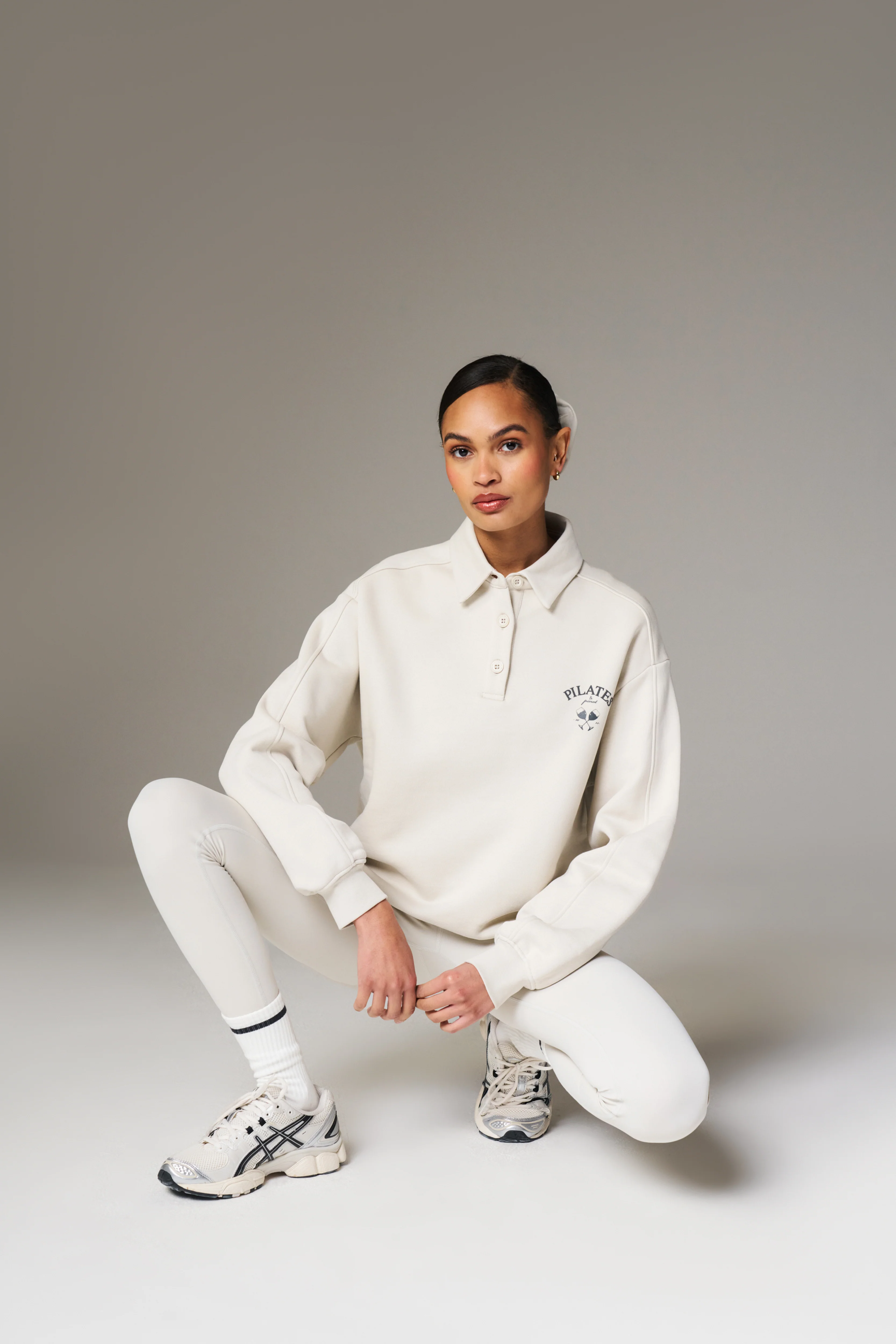 PILATES & PINOT BUTTON UP SWEATSHIRT - BONE - Image 8