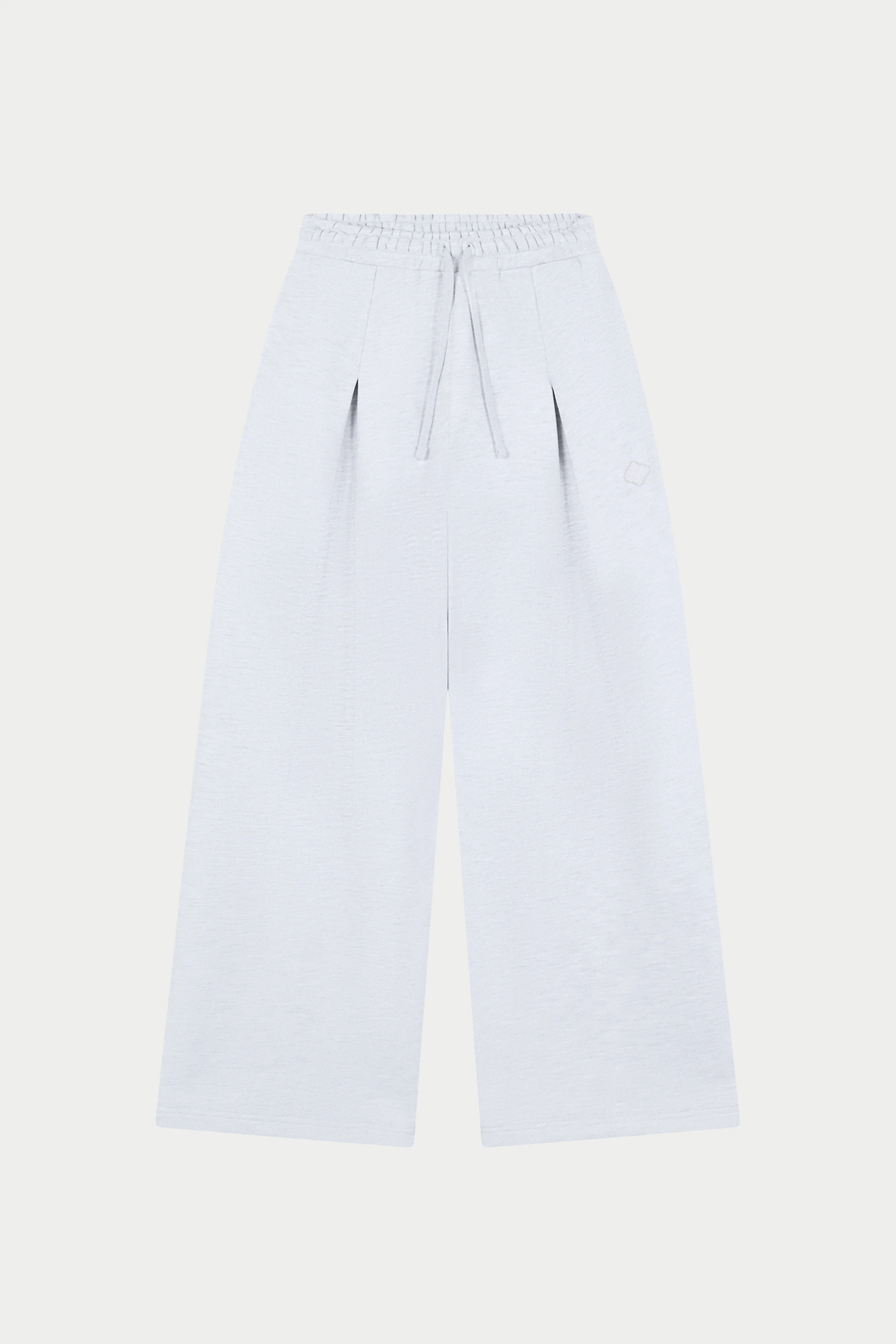 PLEAT DETAIL WIDE LEG JOGGERS - GREY MARL