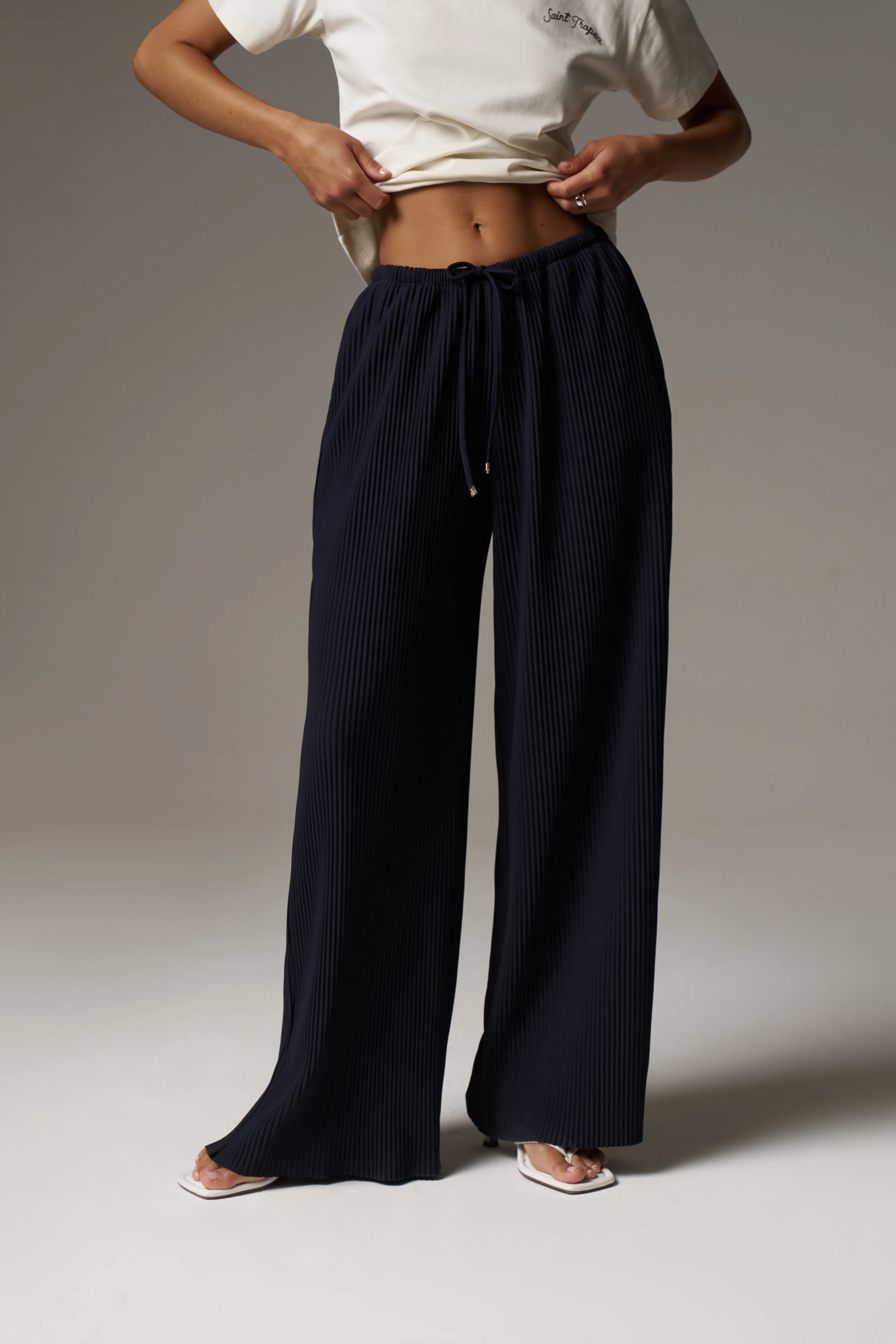 PLISSE TROUSERS - NAVY - Image 3
