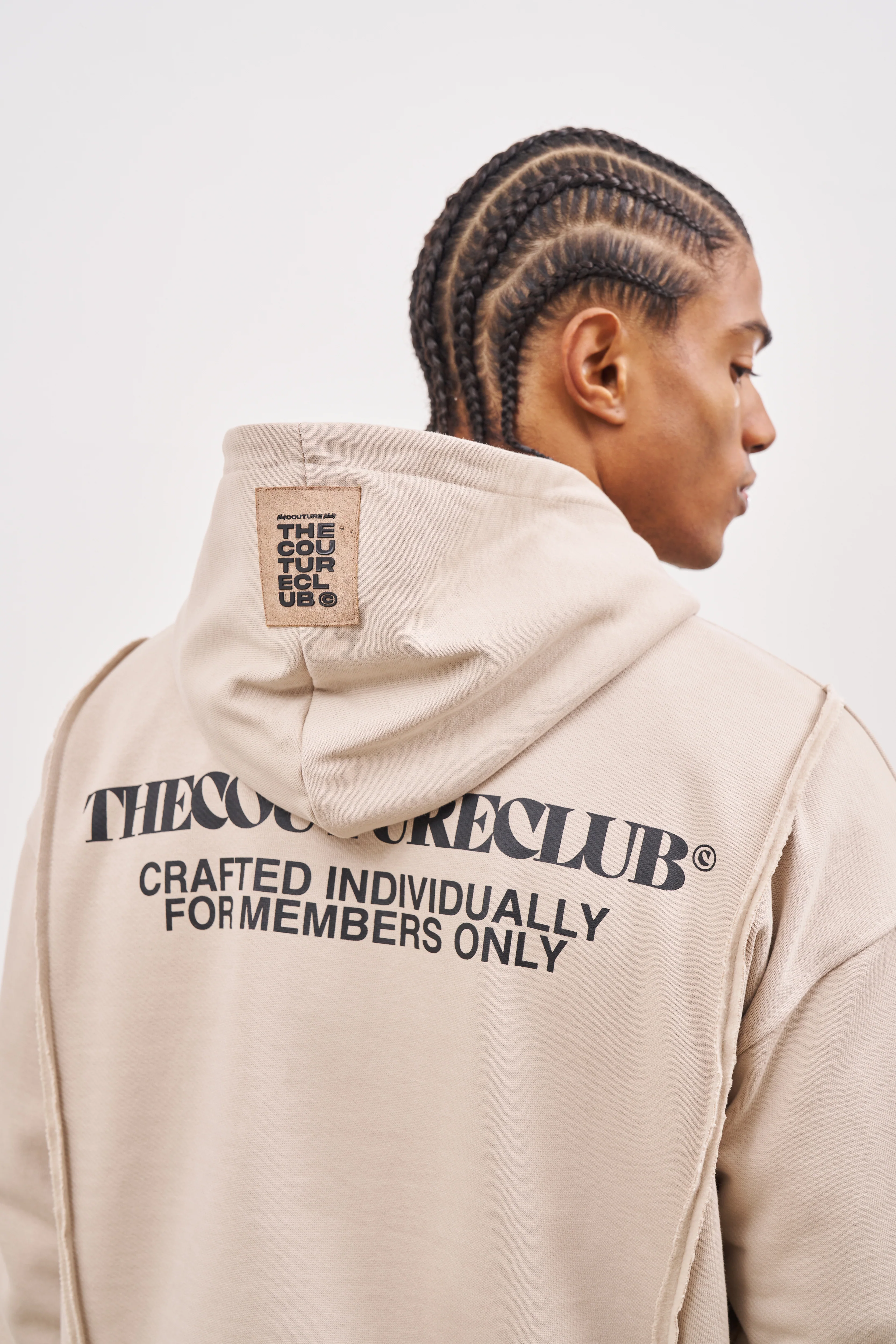 RAW SEAM QUARTER ZIP HOODIE - BEIGE - Image 6