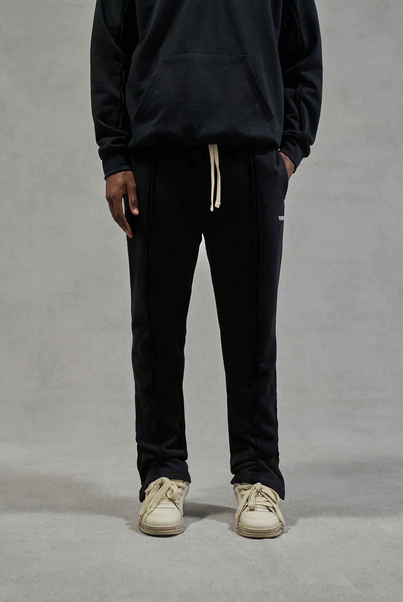 RAW SEAM STRAIGHT LEG JOGGERS - BLACK - Image 2